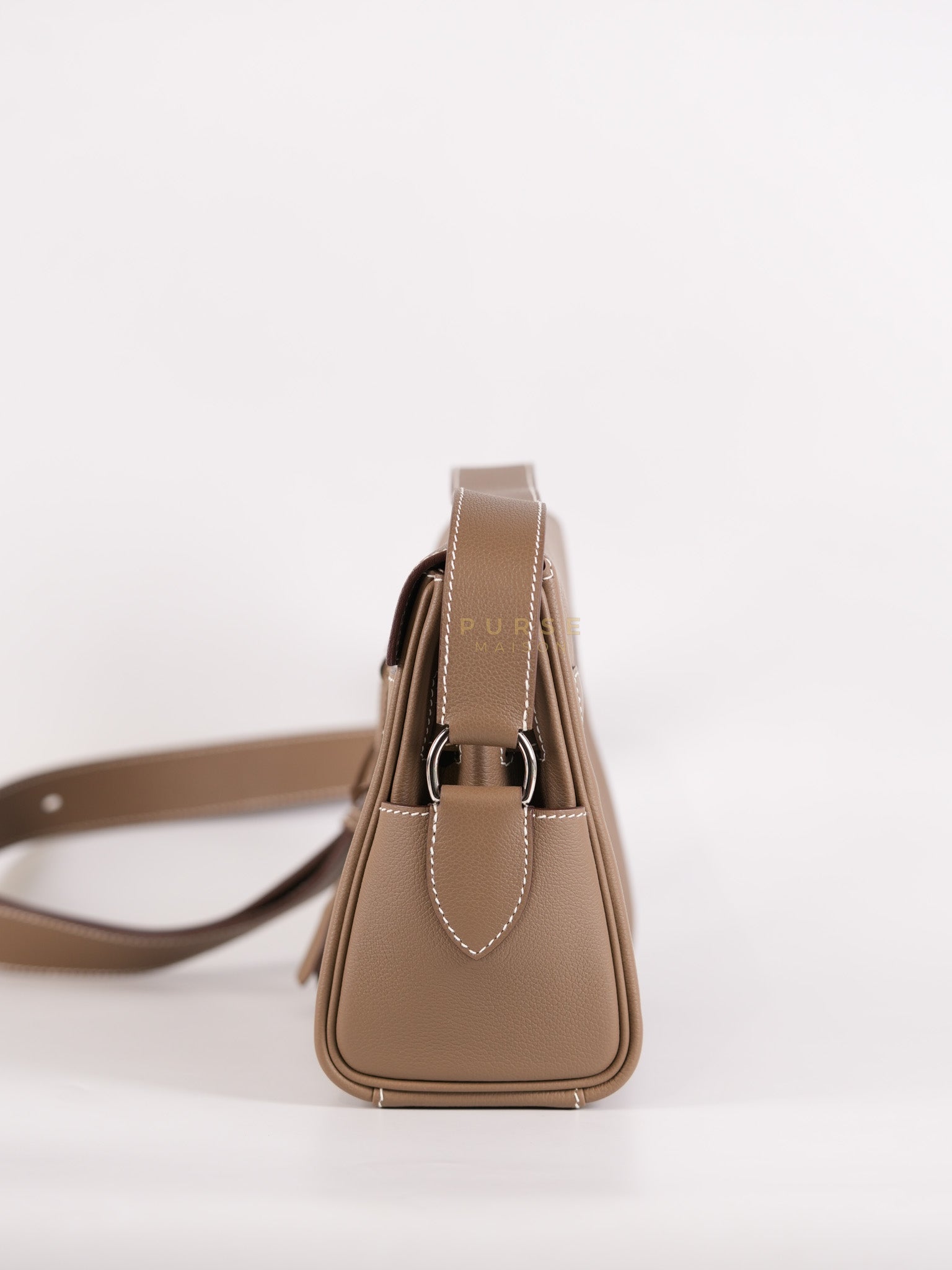 Kelly Messenger PM in Etoupe Evercolor Leather Palladium Hardware Stamp K (2025) | Purse Maison Luxury Bags Shop