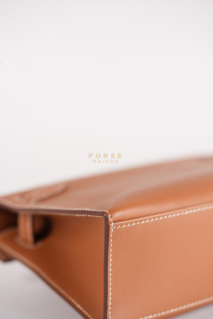 Kelly Pochette in Gold Swift Leather and Gold Hardware Stamp Y (2020) | Purse Maison Luxury Bags Shop