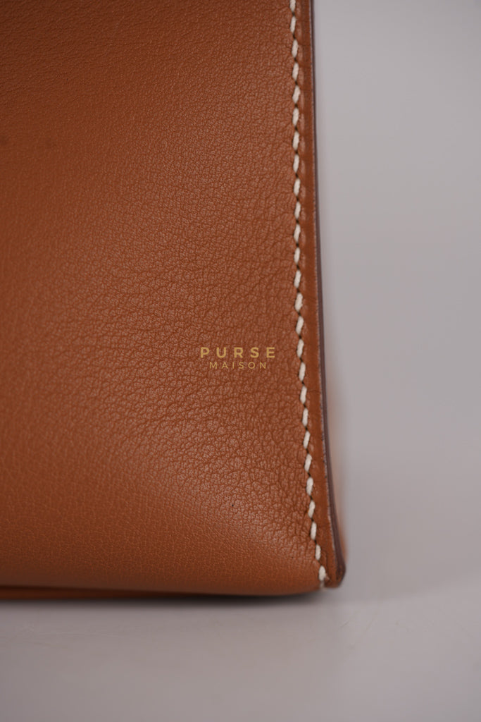 Kelly Pochette in Gold Swift Leather and Gold Hardware Stamp Y (2020) | Purse Maison Luxury Bags Shop