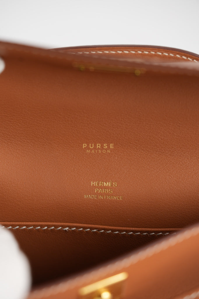 Kelly Pochette in Gold Swift Leather and Gold Hardware Stamp Y (2020) | Purse Maison Luxury Bags Shop