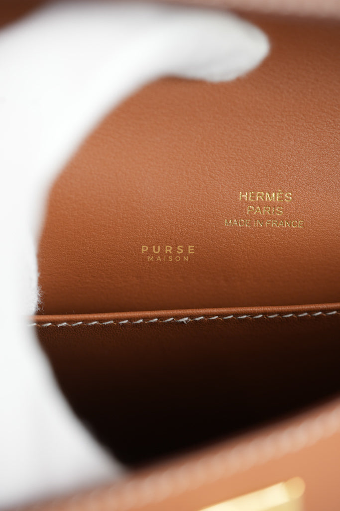 Kelly Pochette in Gold Swift Leather and Gold Hardware Stamp Y (2020) | Purse Maison Luxury Bags Shop