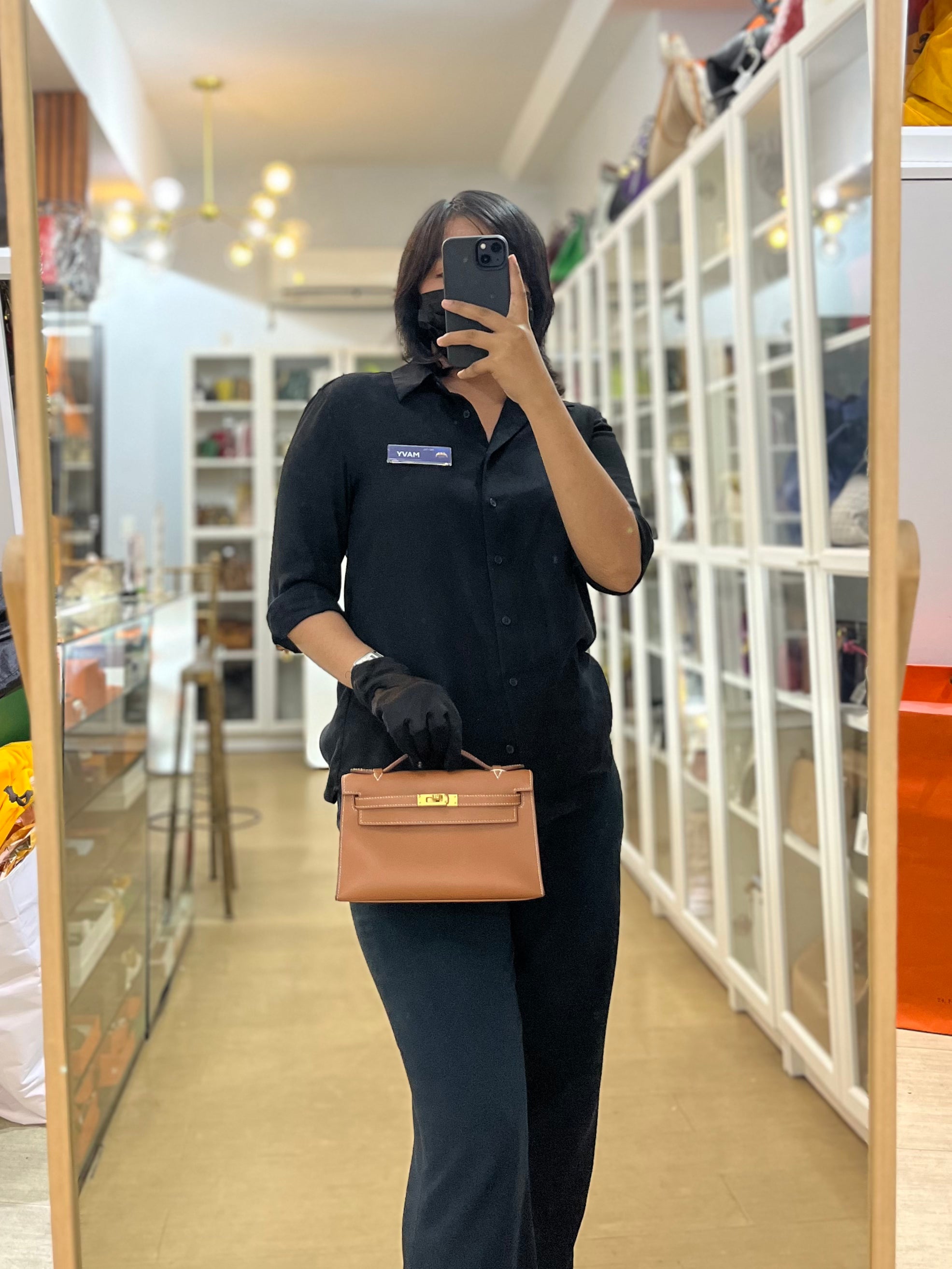 Kelly Pochette in Gold Swift Leather and Gold Hardware Stamp Y (2020) | Purse Maison Luxury Bags Shop