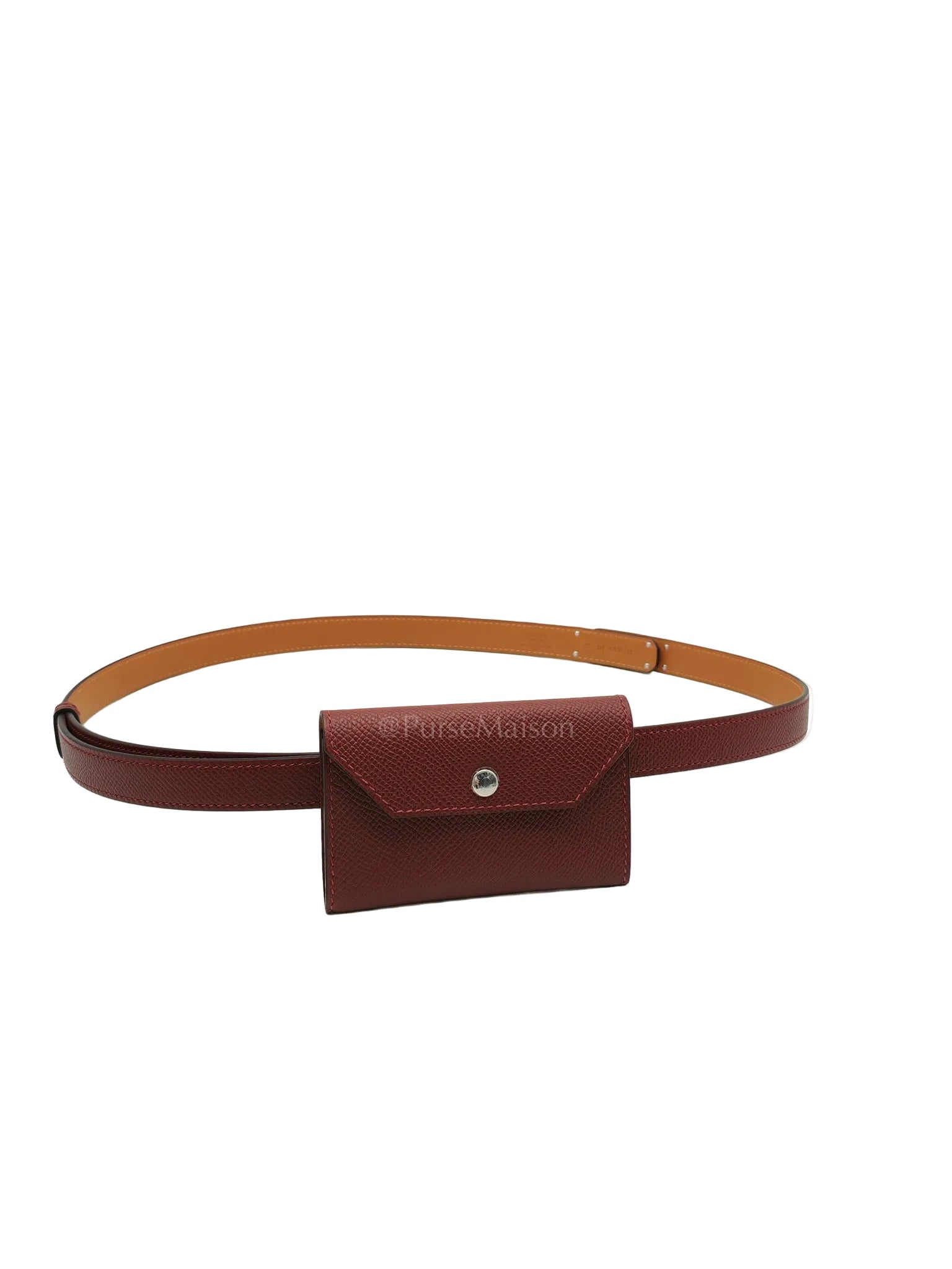 Kelly Pocket Belt in Rouge H Epsom Leather in Palladium Hardware Stamp K(2026) | Purse Maison Luxury Bags Shop