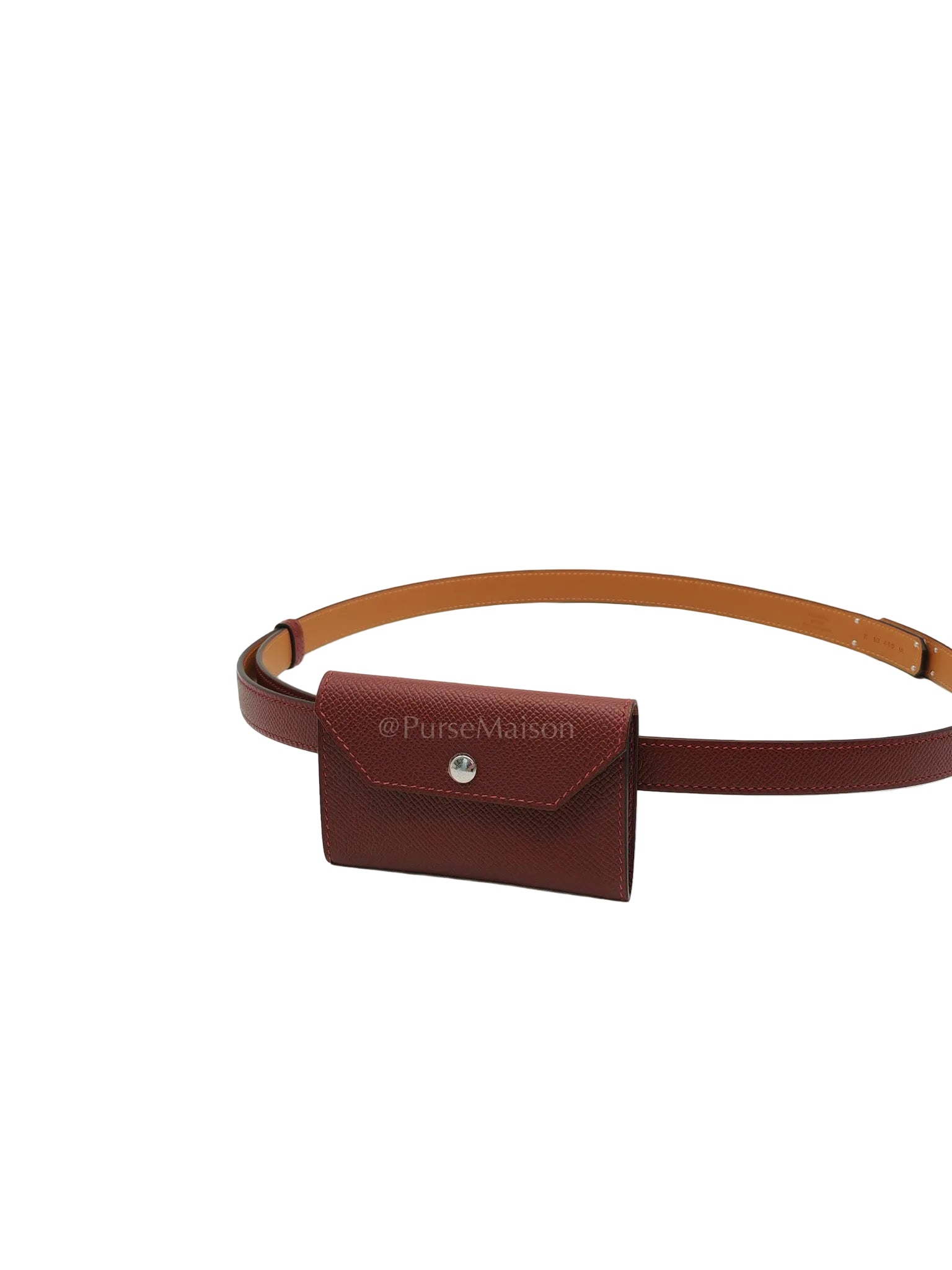 Kelly Pocket Belt in Rouge H Epsom Leather in Palladium Hardware Stamp K(2026) | Purse Maison Luxury Bags Shop