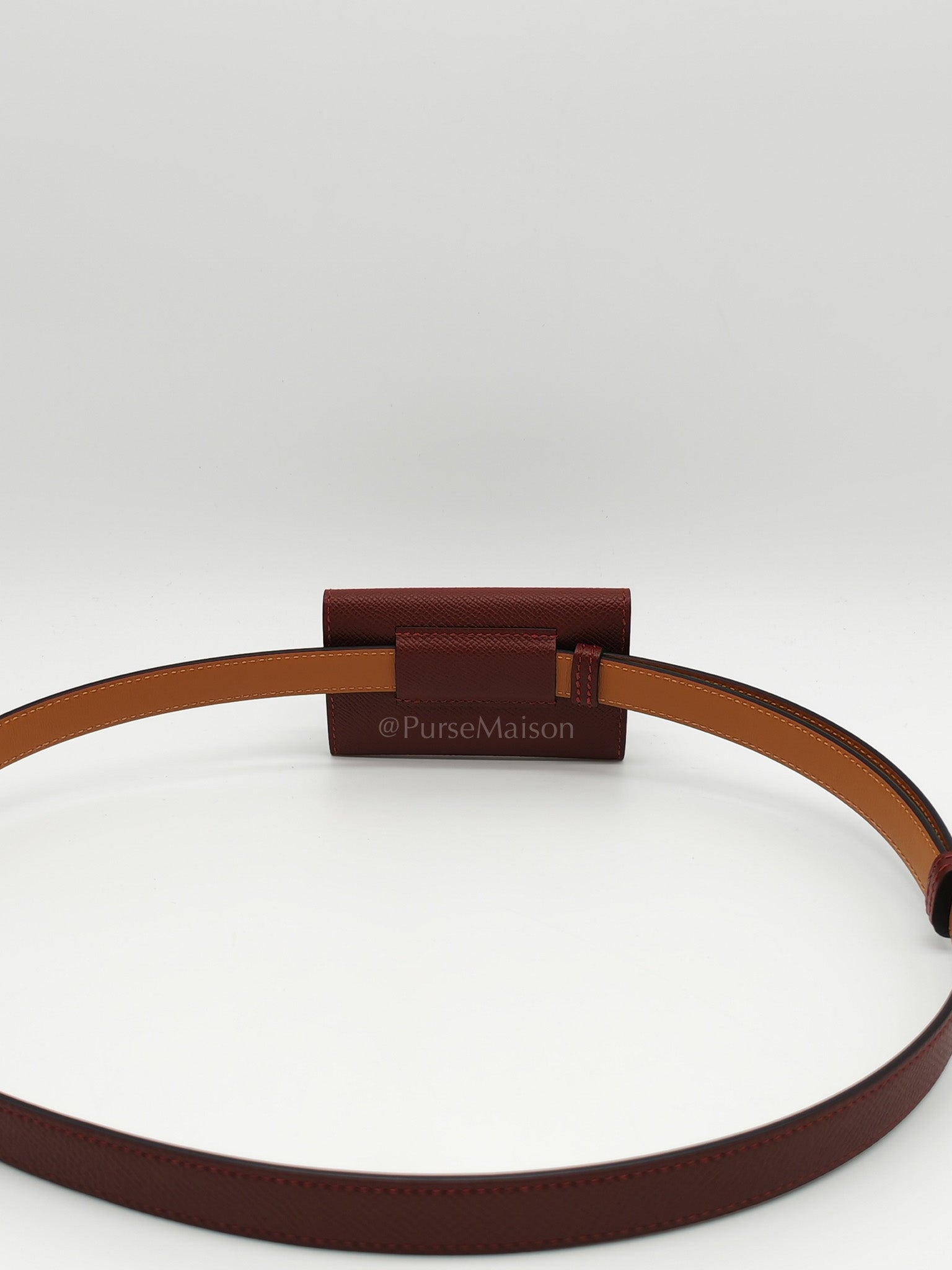 Kelly Pocket Belt in Rouge H Epsom Leather in Palladium Hardware Stamp K(2026) | Purse Maison Luxury Bags Shop