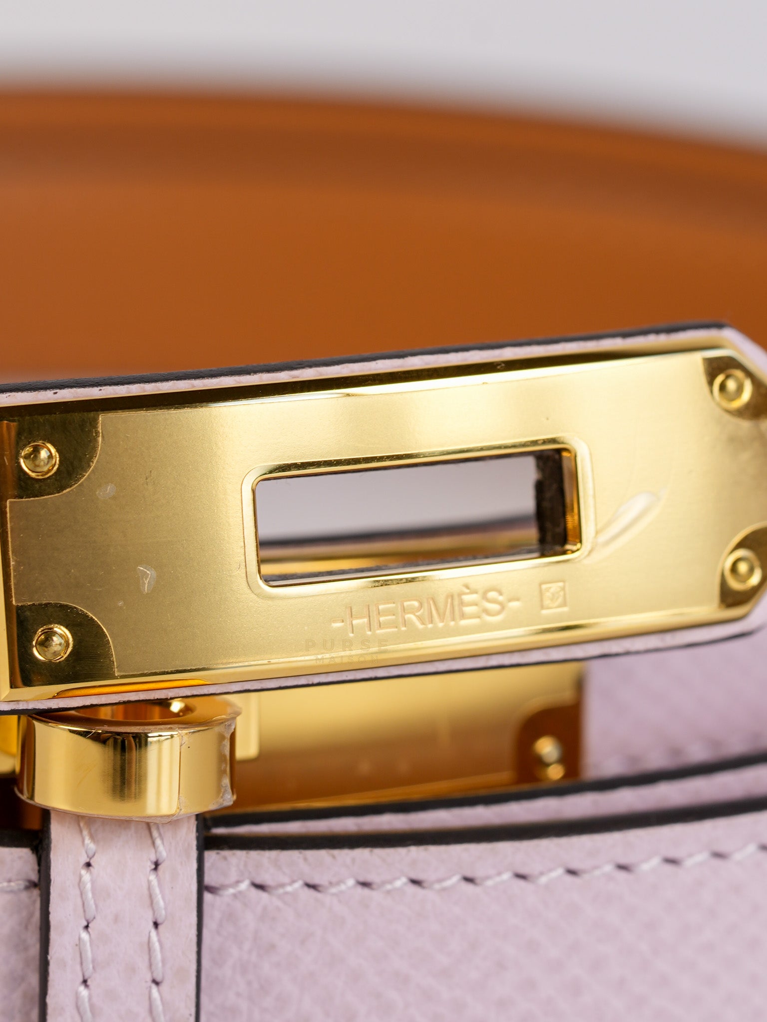Kelly Pocket Belt Mauve Pale Epsom in Gold Hardware Stamp W (2024) | Purse Maison Luxury Bags Shop