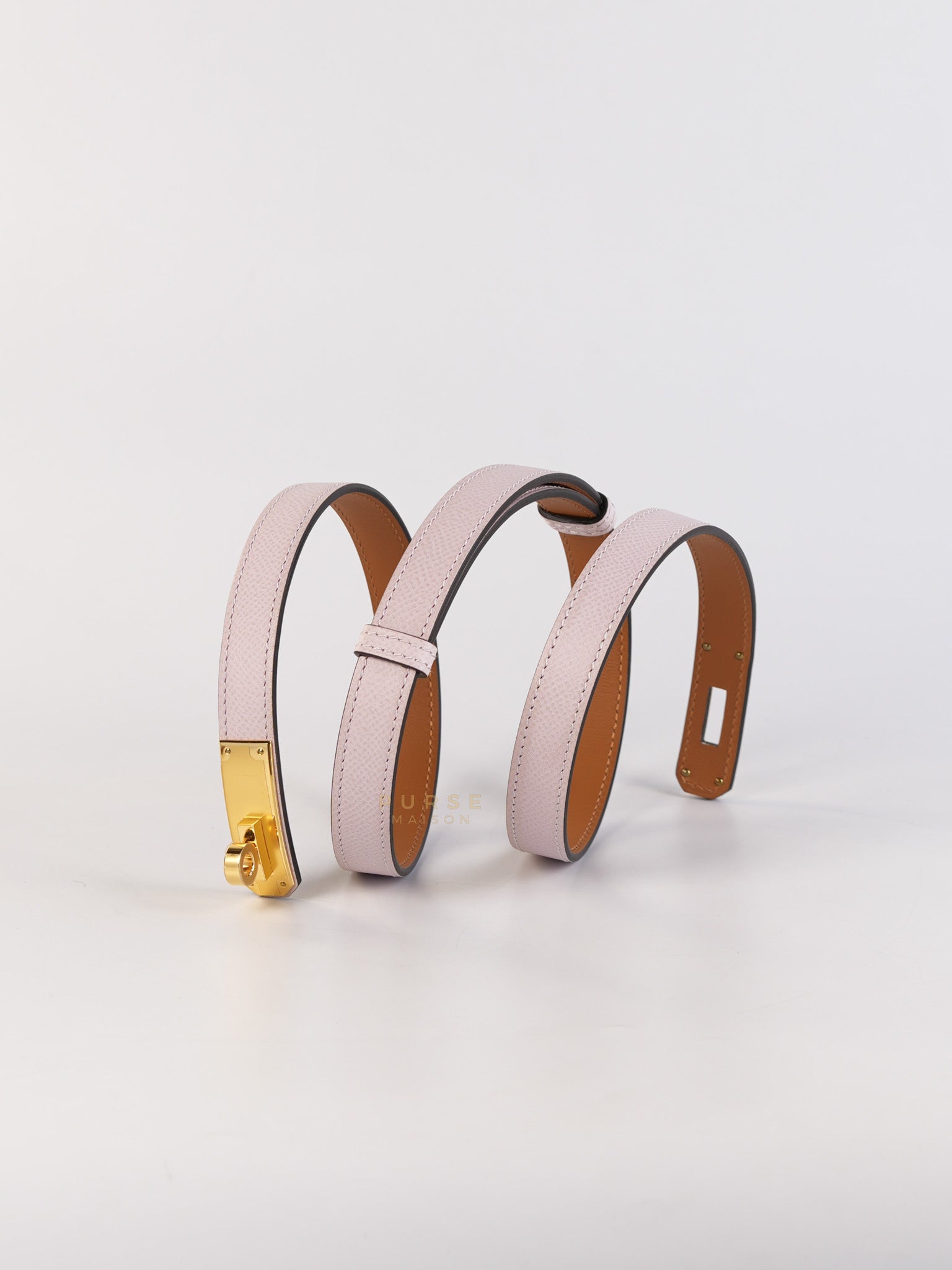 Kelly Pocket Belt Mauve Pale Epsom in Gold Hardware Stamp W (2024) | Purse Maison Luxury Bags Shop