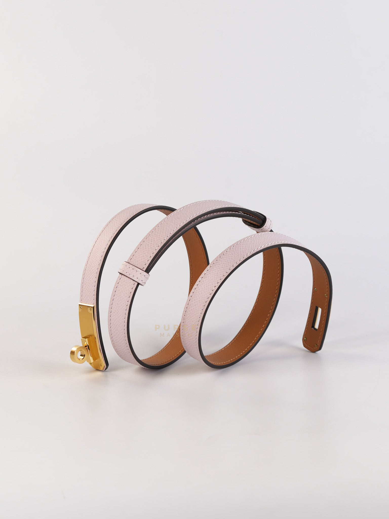 Kelly Pocket Belt Mauve Pale Epsom in Gold Hardware Stamp W (2024) | Purse Maison Luxury Bags Shop