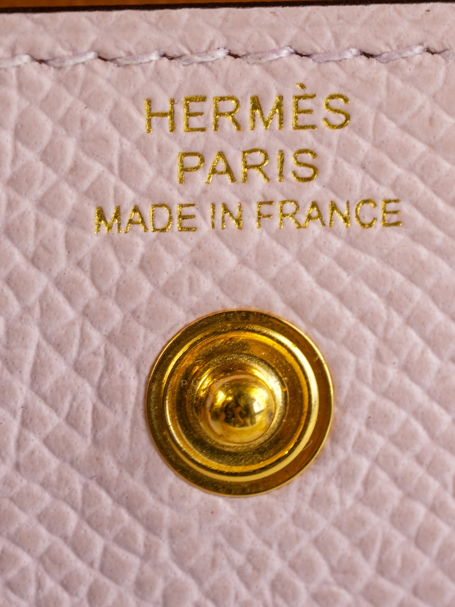 Kelly Pocket Belt Mauve Pale Epsom in Gold Hardware Stamp W (2024) | Purse Maison Luxury Bags Shop