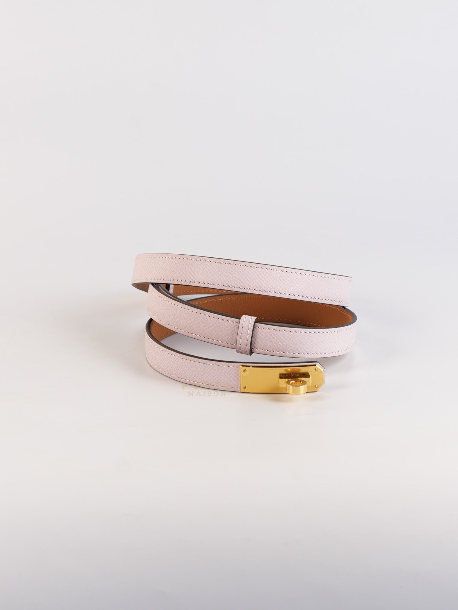 Kelly Pocket Belt Mauve Pale Epsom in Gold Hardware Stamp W (2024) | Purse Maison Luxury Bags Shop