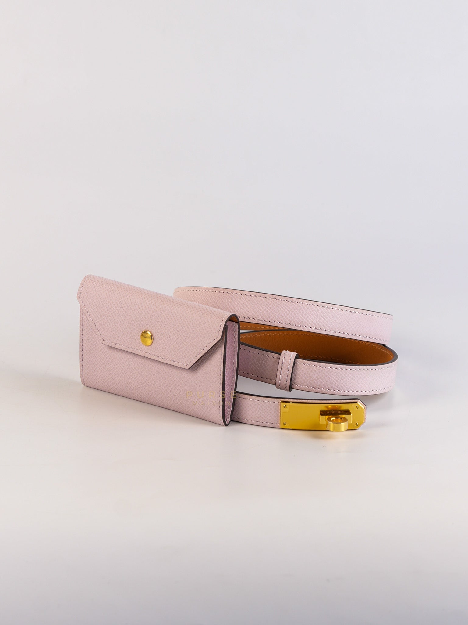 Kelly Pocket Belt Mauve Pale Epsom in Gold Hardware Stamp W (2024) | Purse Maison Luxury Bags Shop