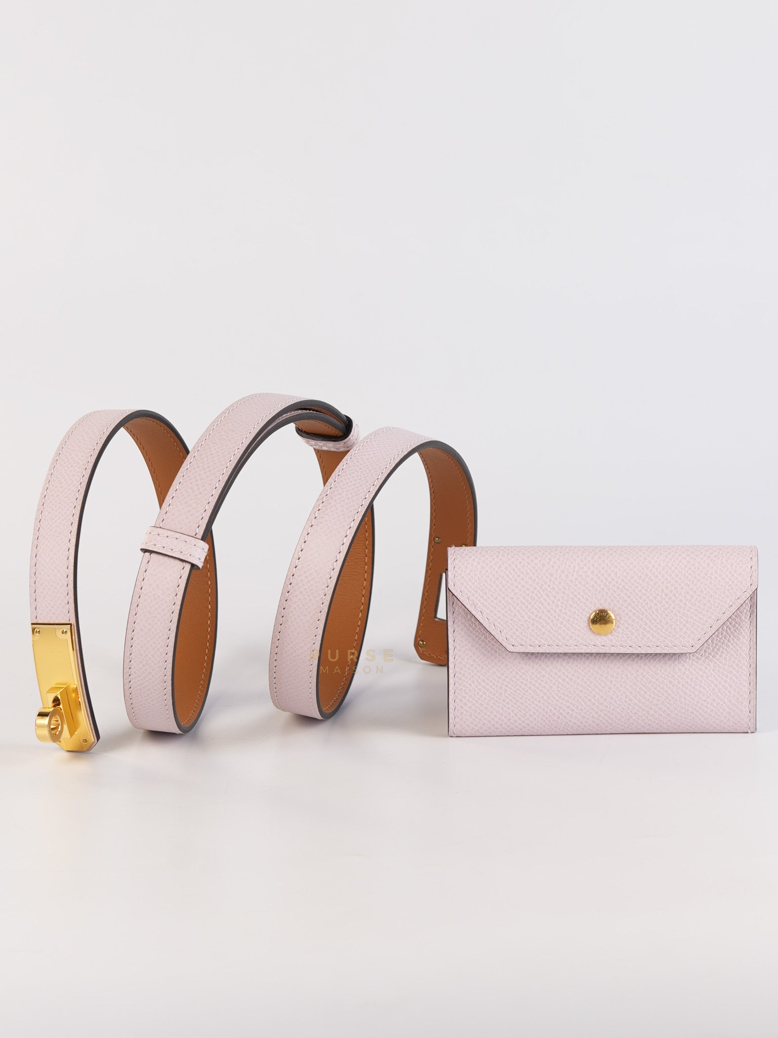 Kelly Pocket Belt Mauve Pale Epsom in Gold Hardware Stamp W (2024) | Purse Maison Luxury Bags Shop