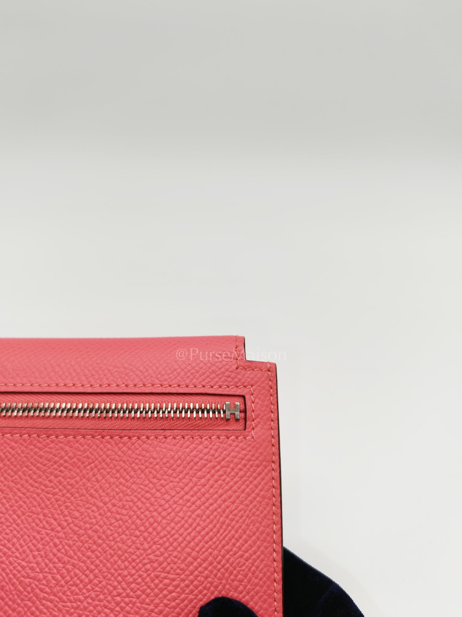 Kelly Pocket Compact Wallet Pink Epsom Leather in Palladium Hardware Stamp Y(2020) | Purse Maison Luxury Bags Shop