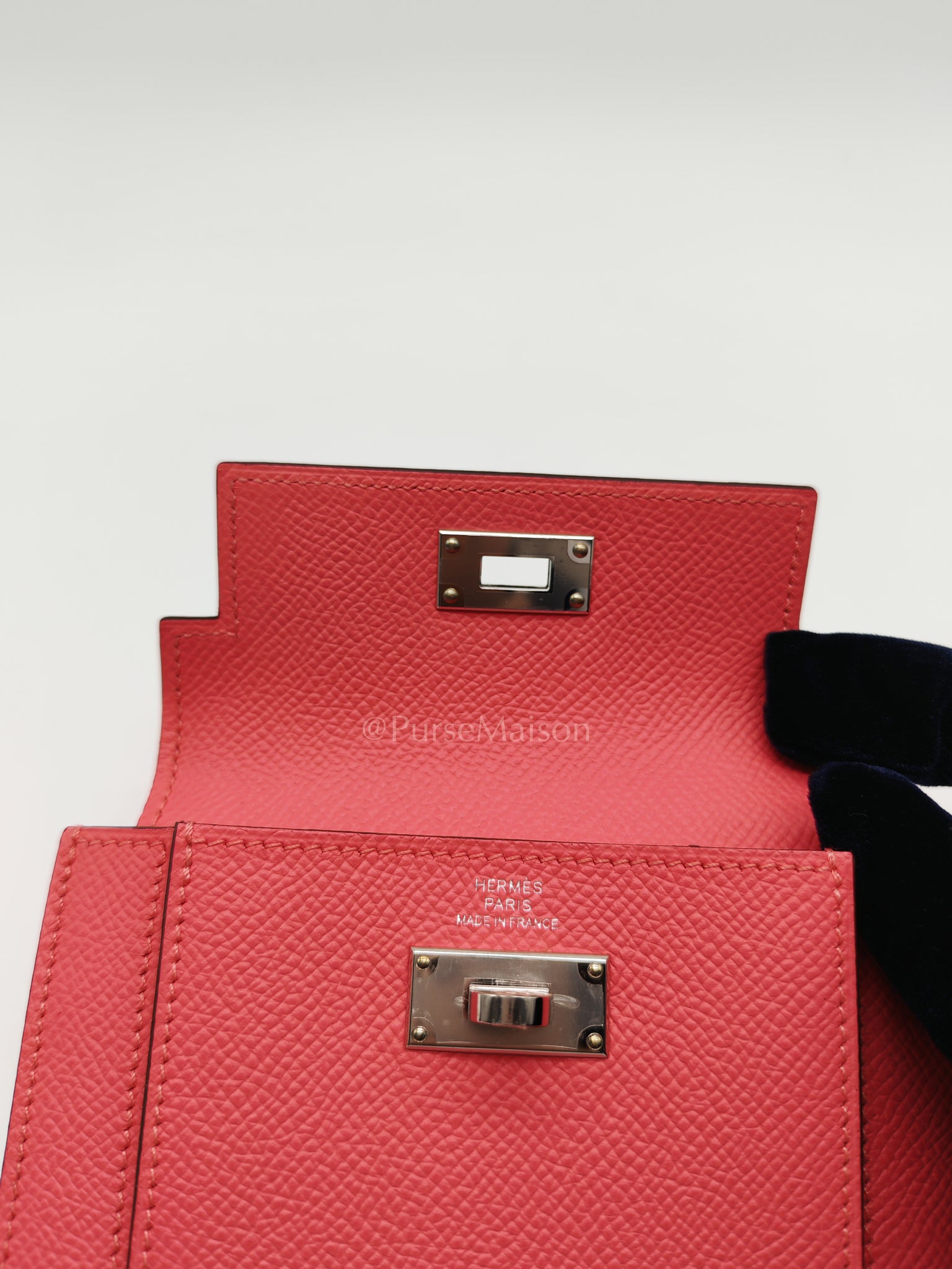 Kelly Pocket Compact Wallet Pink Epsom Leather in Palladium Hardware Stamp Y(2020) | Purse Maison Luxury Bags Shop