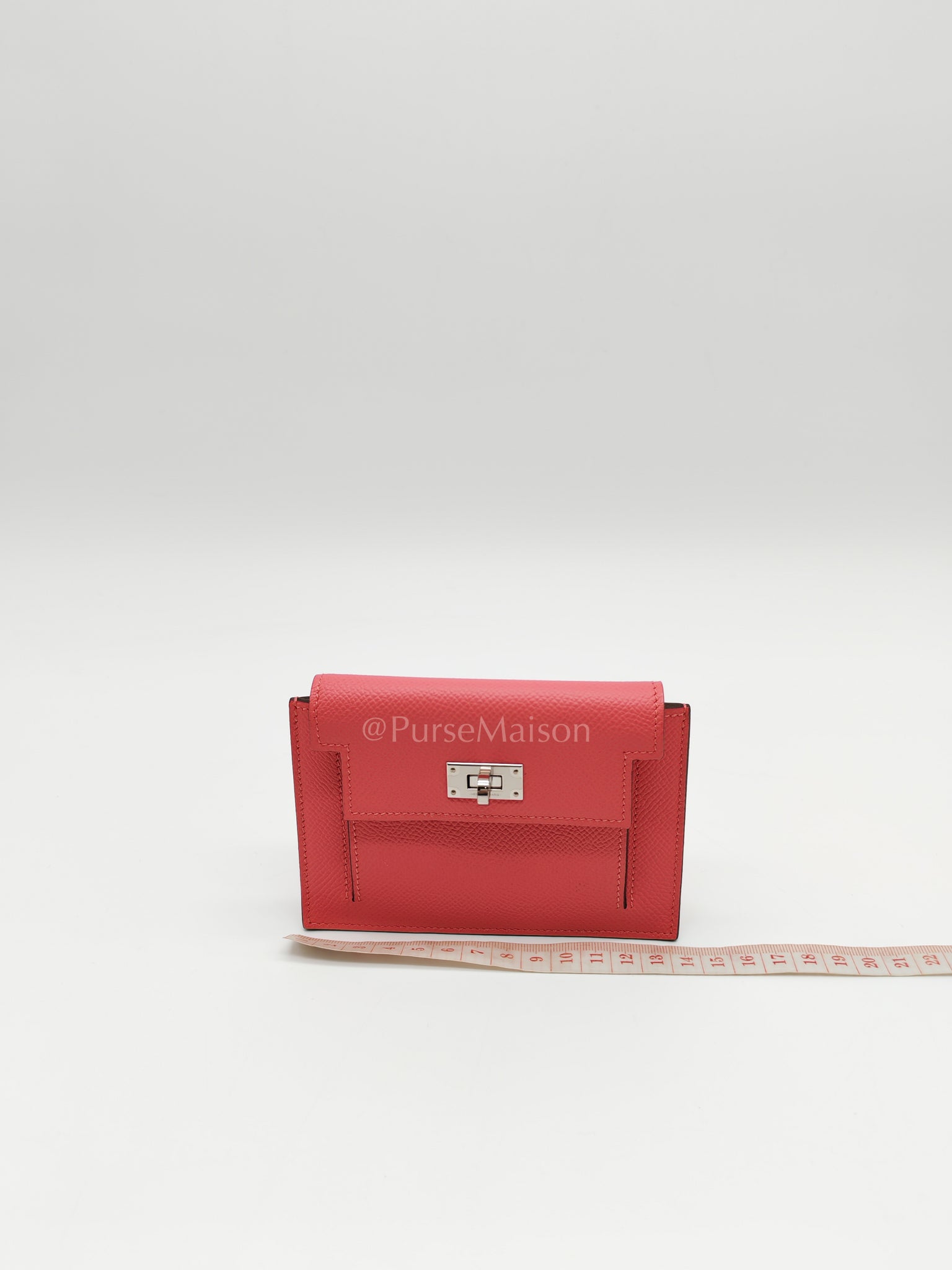 Kelly Pocket Compact Wallet Pink Epsom Leather in Palladium Hardware Stamp Y(2020) | Purse Maison Luxury Bags Shop