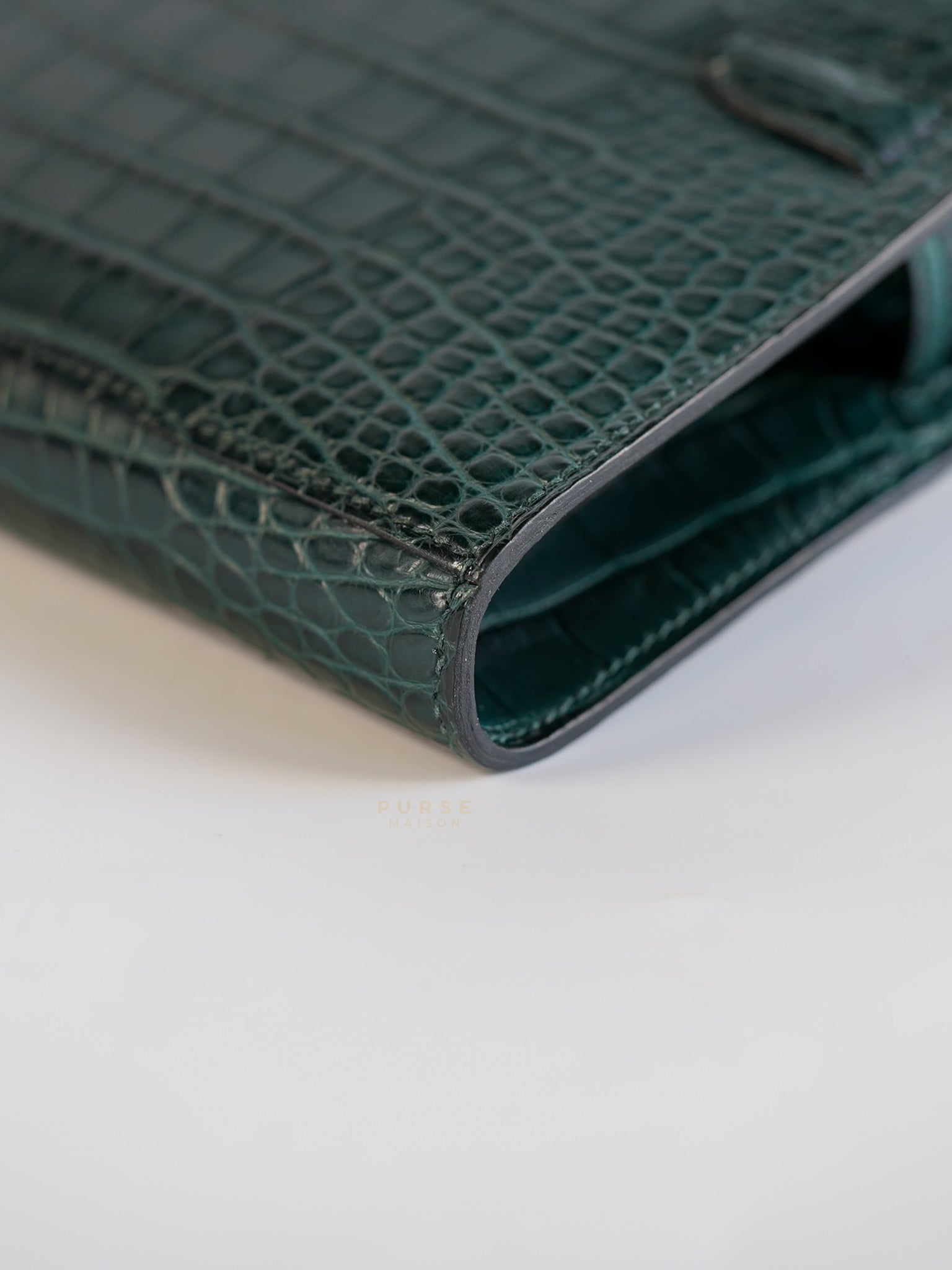 Kelly To Go Alligator Gold Hardware Stamp U | Purse Maison Luxury Bags Shop