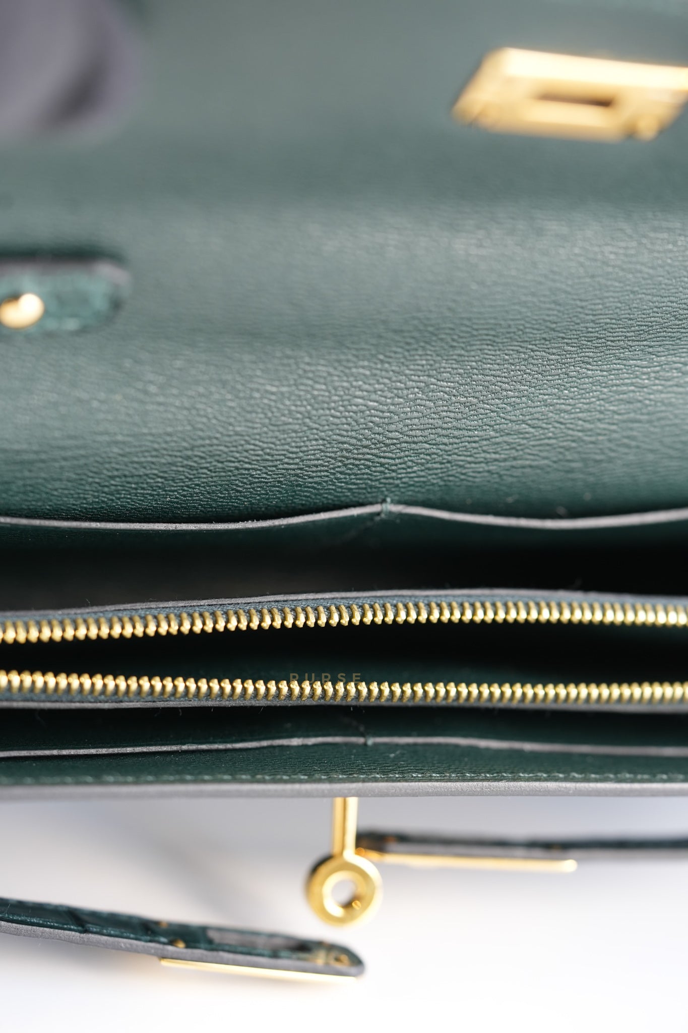 Kelly To Go Alligator Gold Hardware Stamp U | Purse Maison Luxury Bags Shop