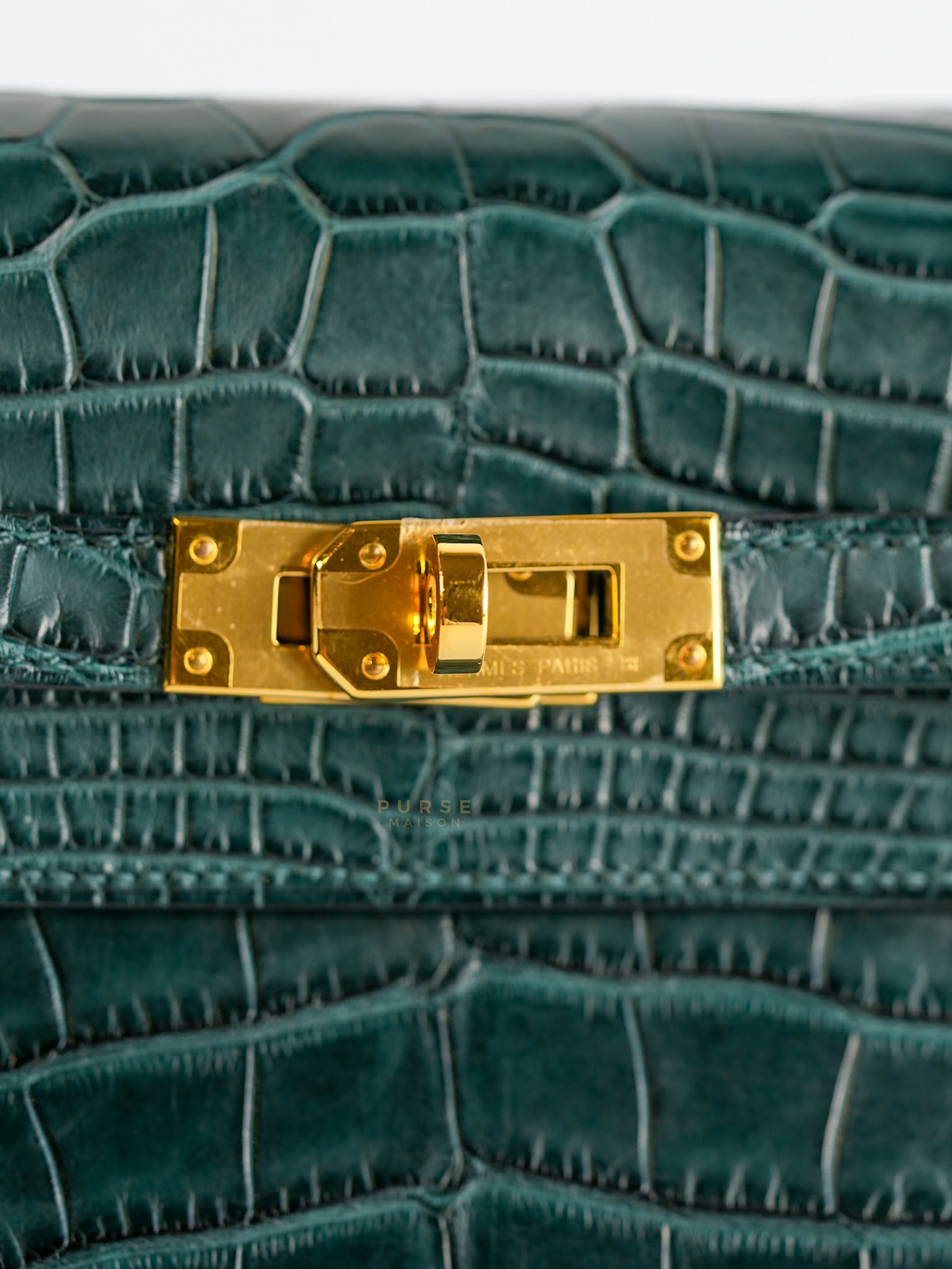 Kelly To Go Alligator Gold Hardware Stamp U | Purse Maison Luxury Bags Shop