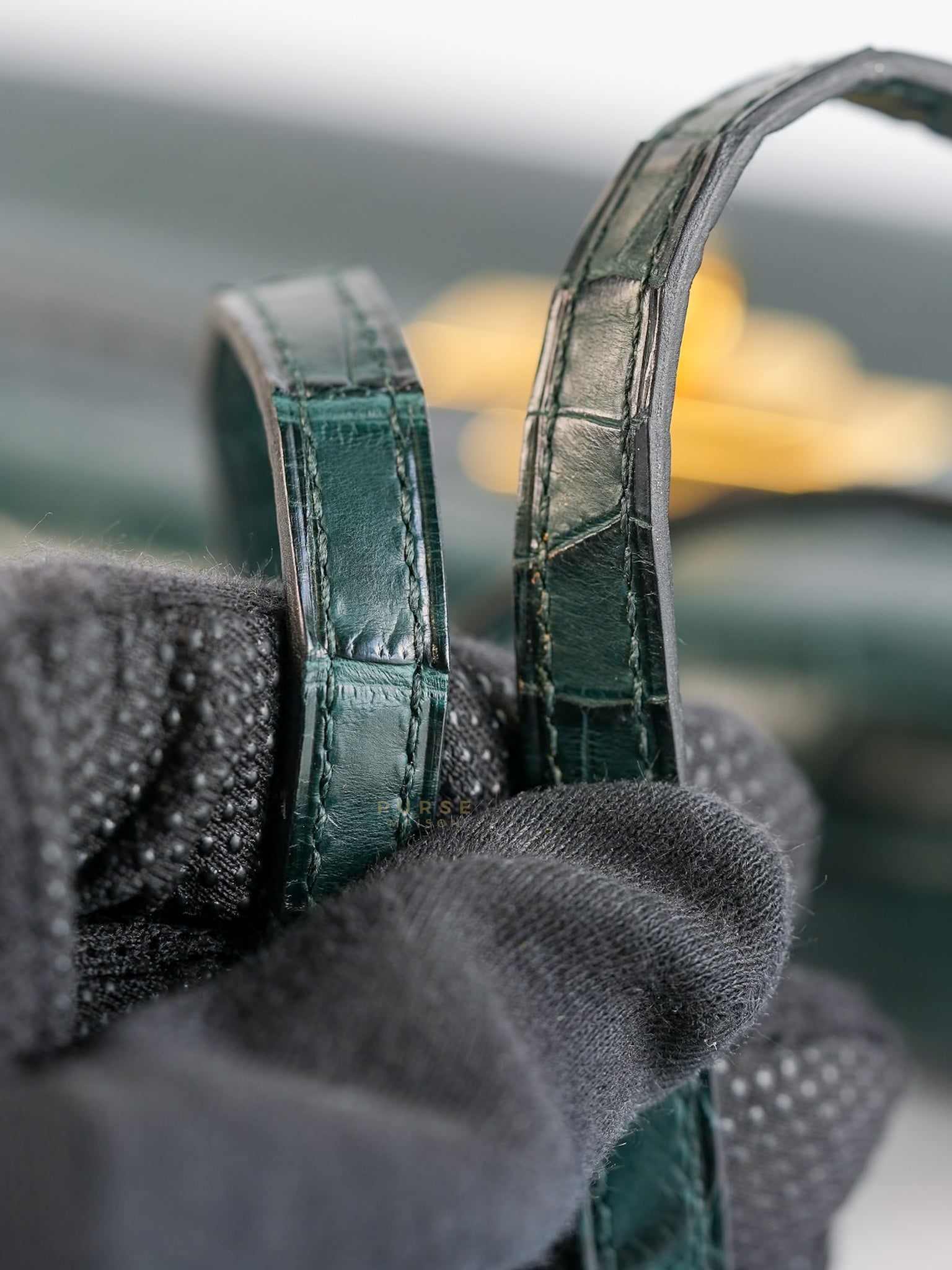 Kelly To Go Alligator Gold Hardware Stamp U | Purse Maison Luxury Bags Shop