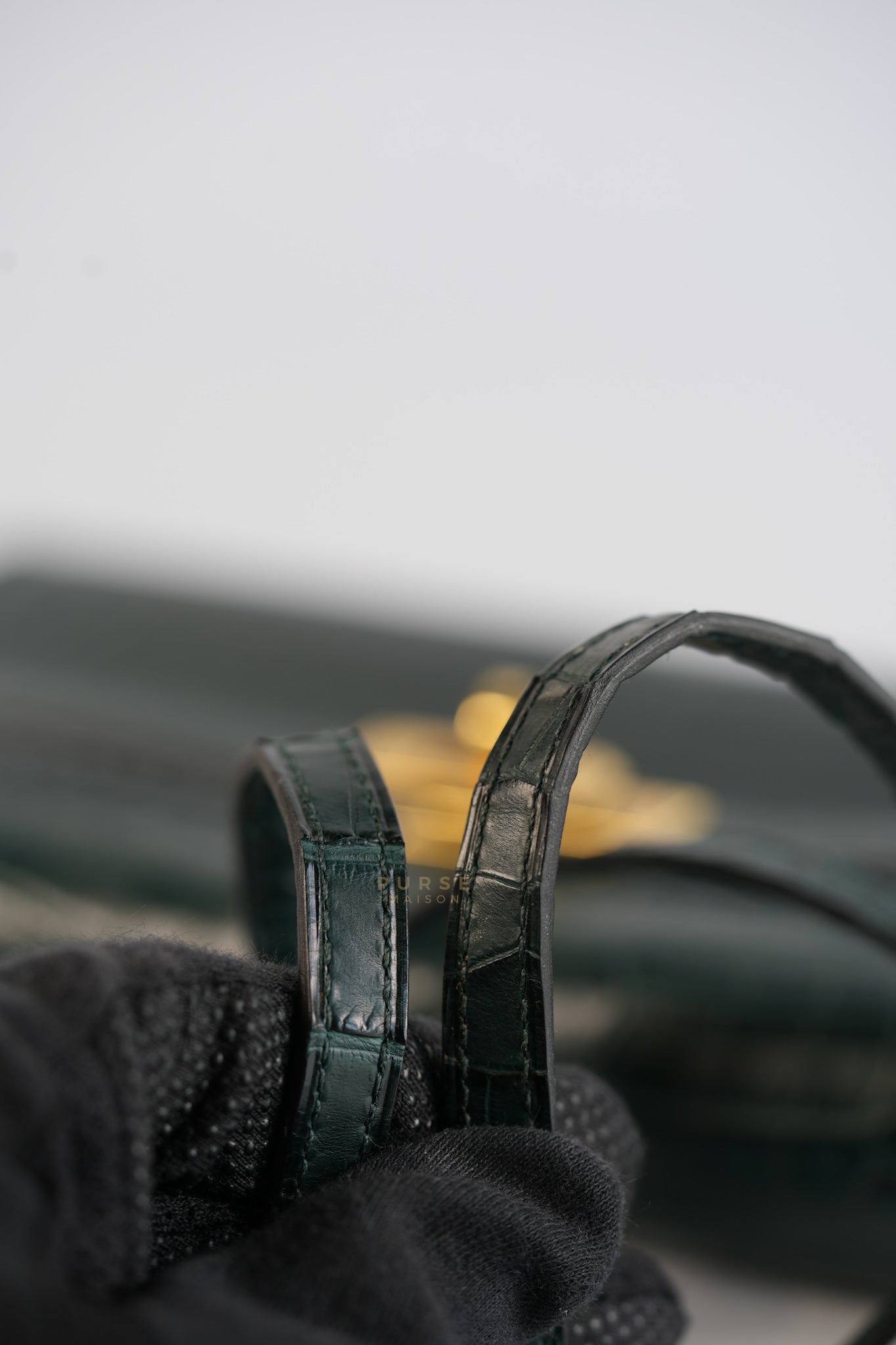 Kelly To Go Alligator Gold Hardware Stamp U | Purse Maison Luxury Bags Shop