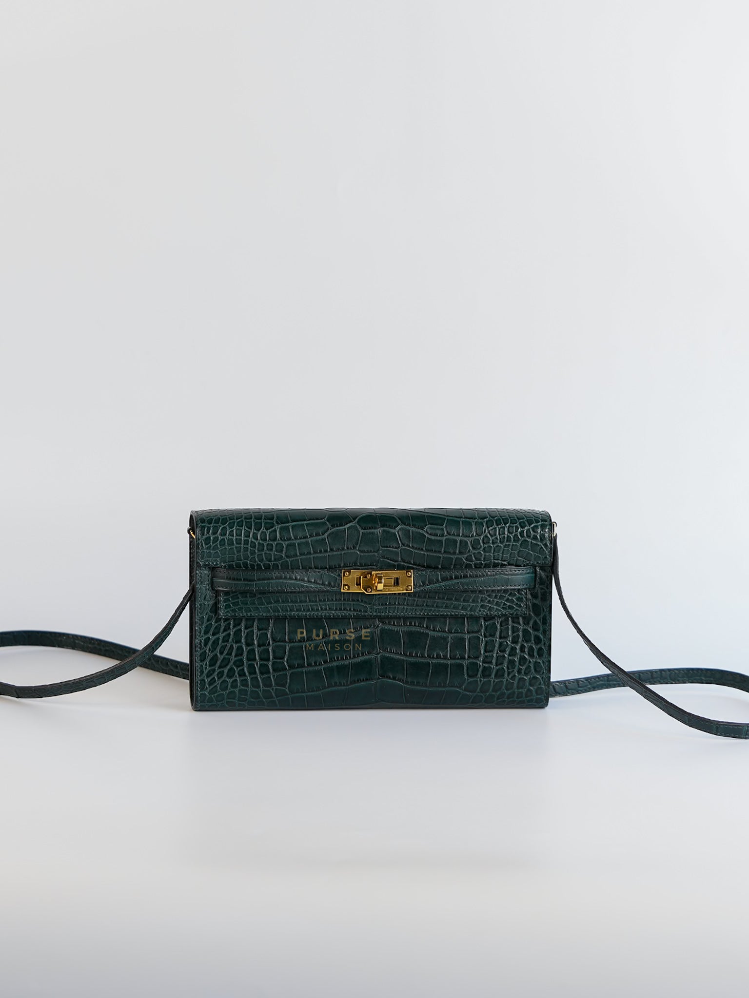 Kelly To Go Alligator Gold Hardware Stamp U | Purse Maison Luxury Bags Shop