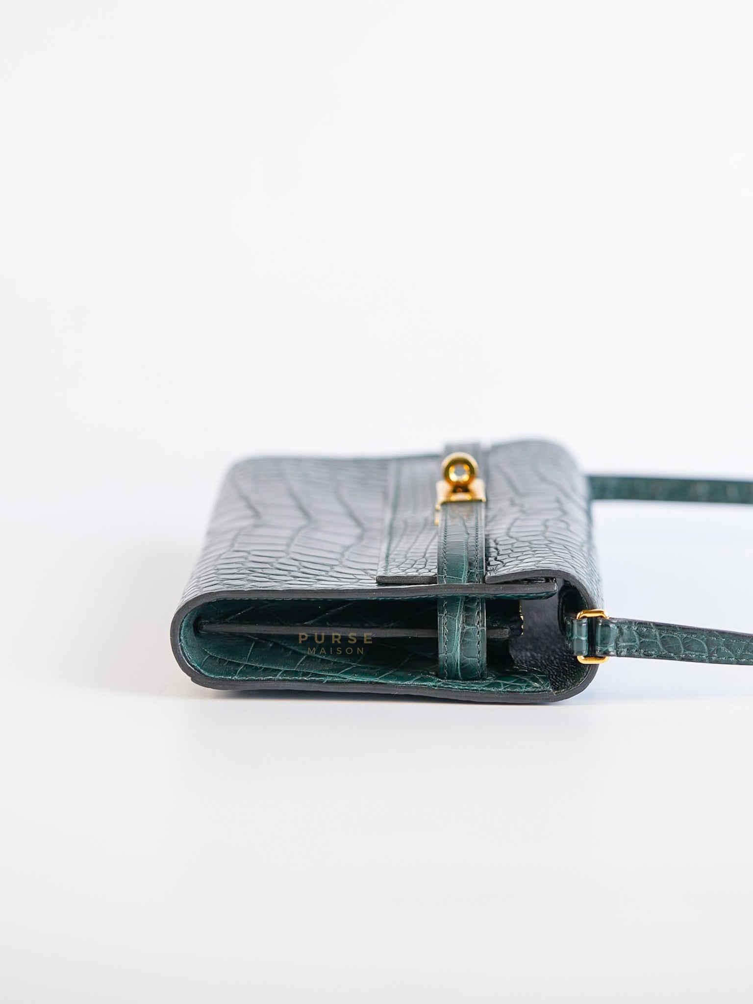 Kelly To Go Alligator Gold Hardware Stamp U | Purse Maison Luxury Bags Shop