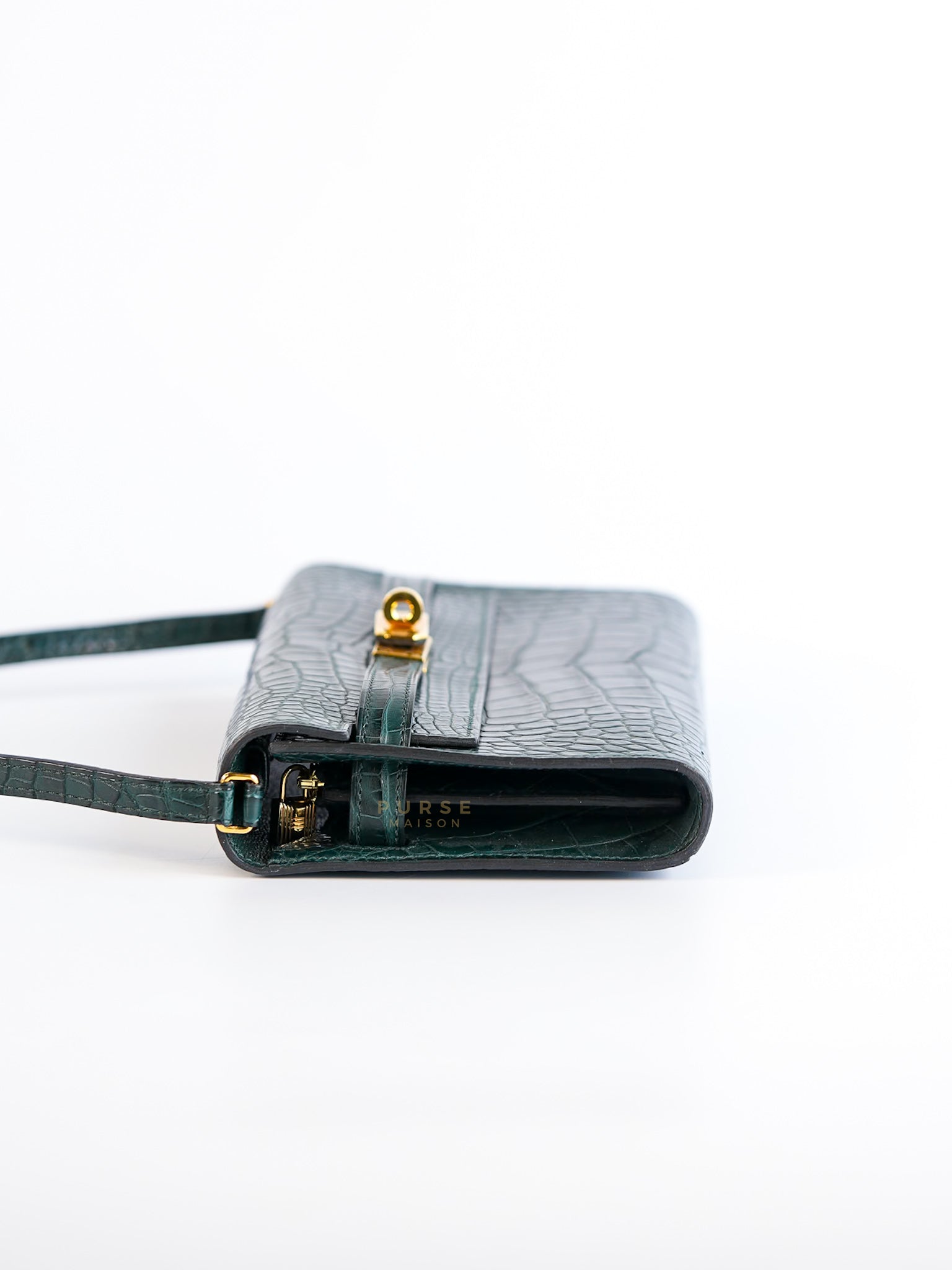 Kelly To Go Alligator Gold Hardware Stamp U | Purse Maison Luxury Bags Shop