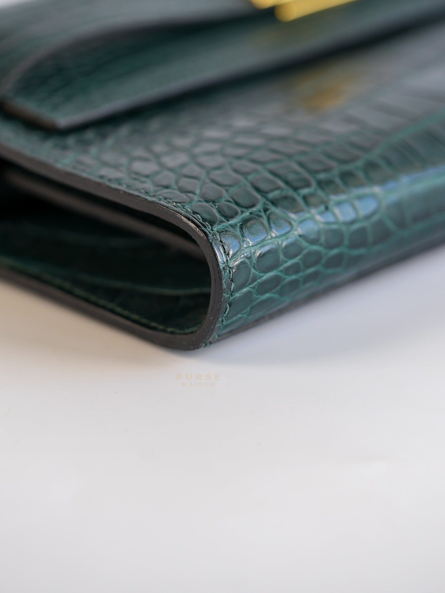 Kelly To Go Alligator Gold Hardware Stamp U | Purse Maison Luxury Bags Shop