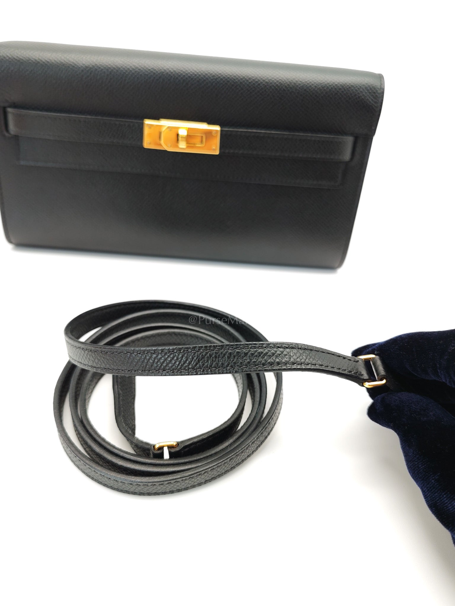 Kelly To Go Black in Epsom Leather and Gold Hardware Stamp Y (2020) | Purse Maison Luxury Bags Shop