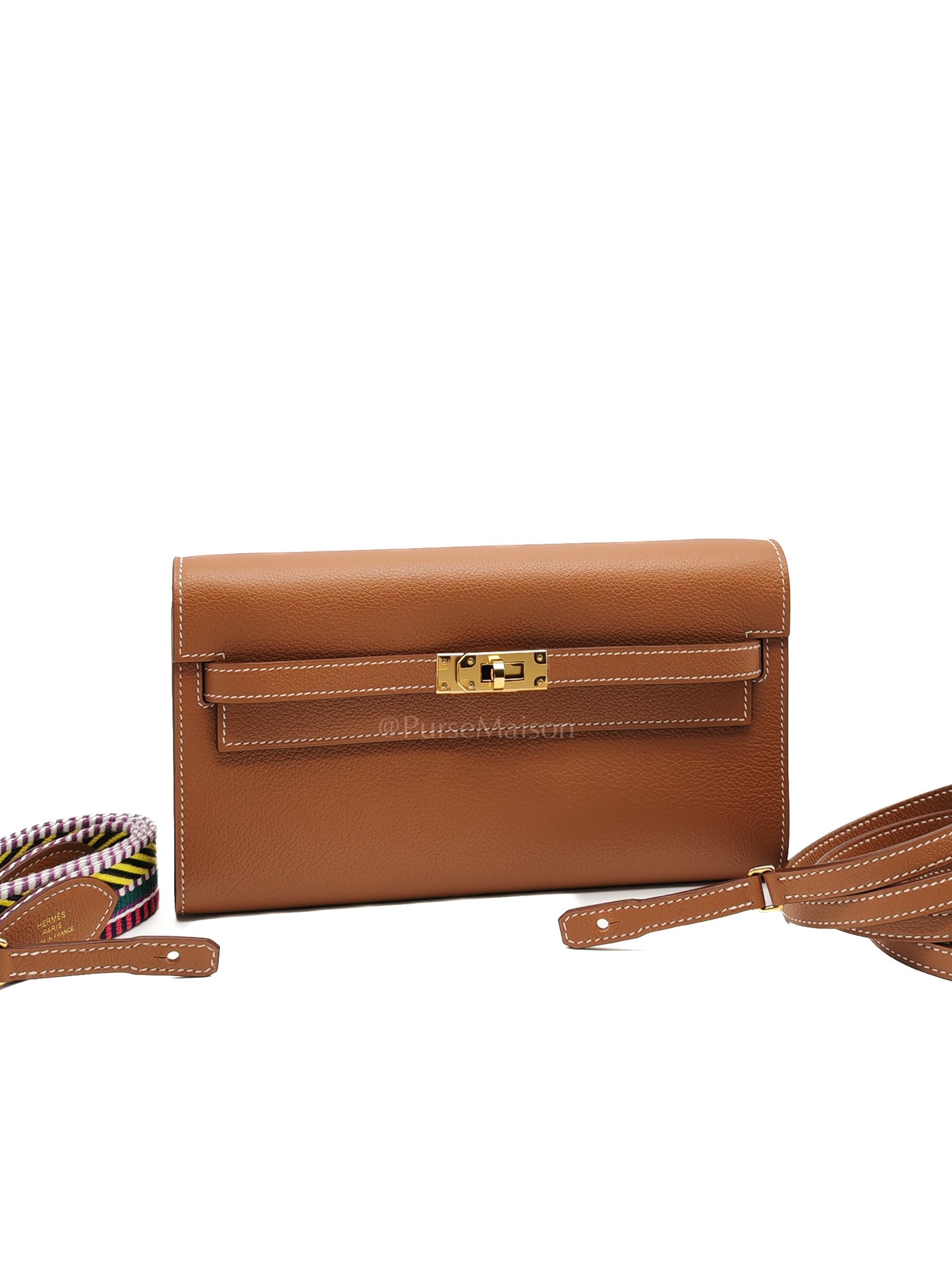 Kelly To Go Dual Strap in Gold Evercolor Leather & Gold Hardware Stamp B(2023) | Purse Maison Luxury Bags Shop