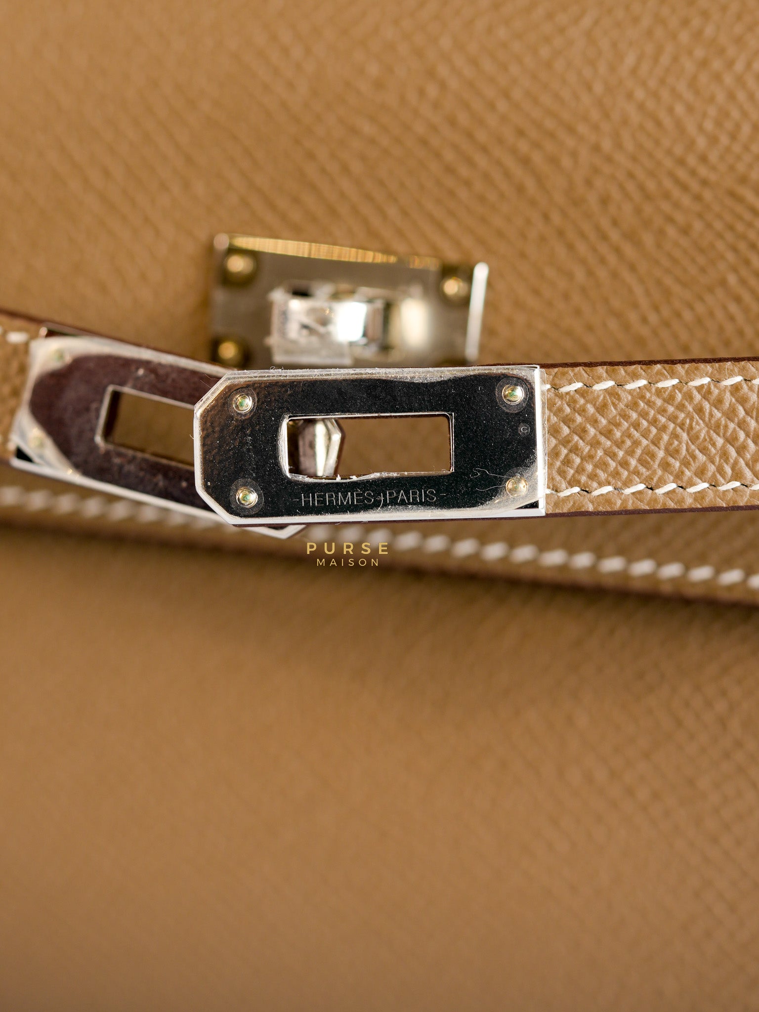 Kelly To Go Etoupe Epsom Leather Palladium Hardware Stamp B | Purse Maison Luxury Bags Shop