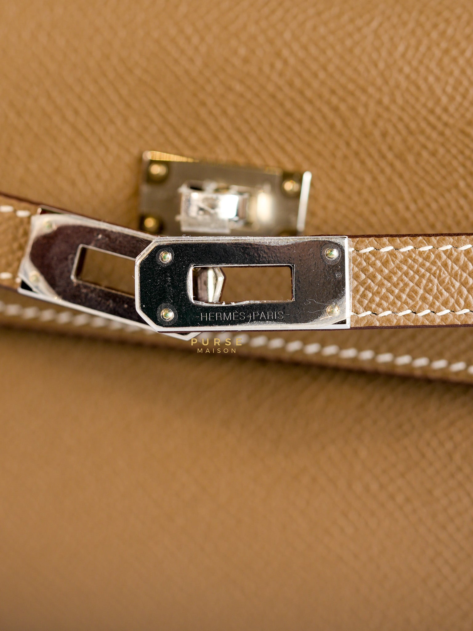 Kelly To Go Etoupe Epsom Leather Palladium Hardware Stamp B | Purse Maison Luxury Bags Shop