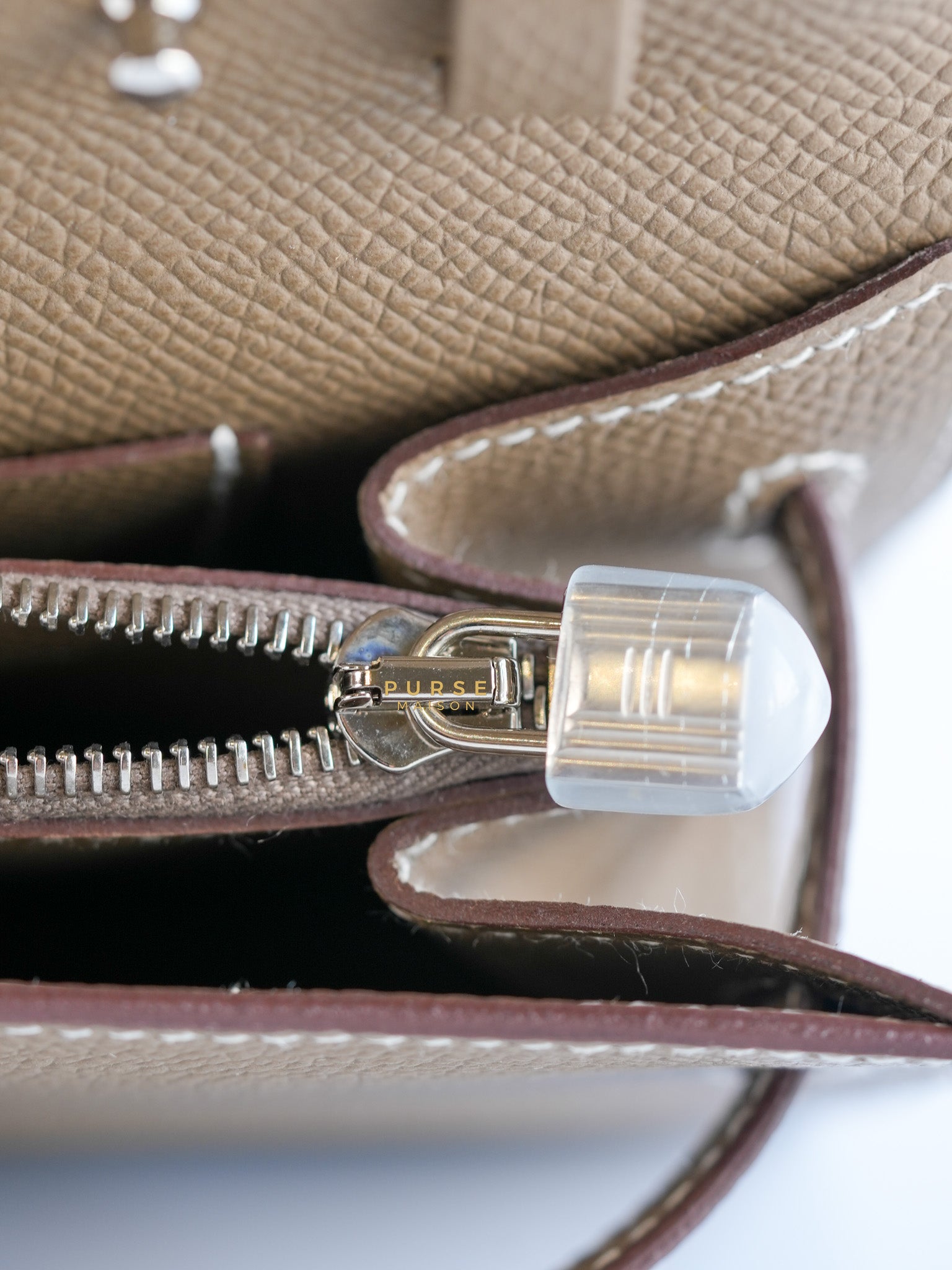 Kelly To Go Etoupe Epsom Leather Palladium Hardware Stamp B | Purse Maison Luxury Bags Shop