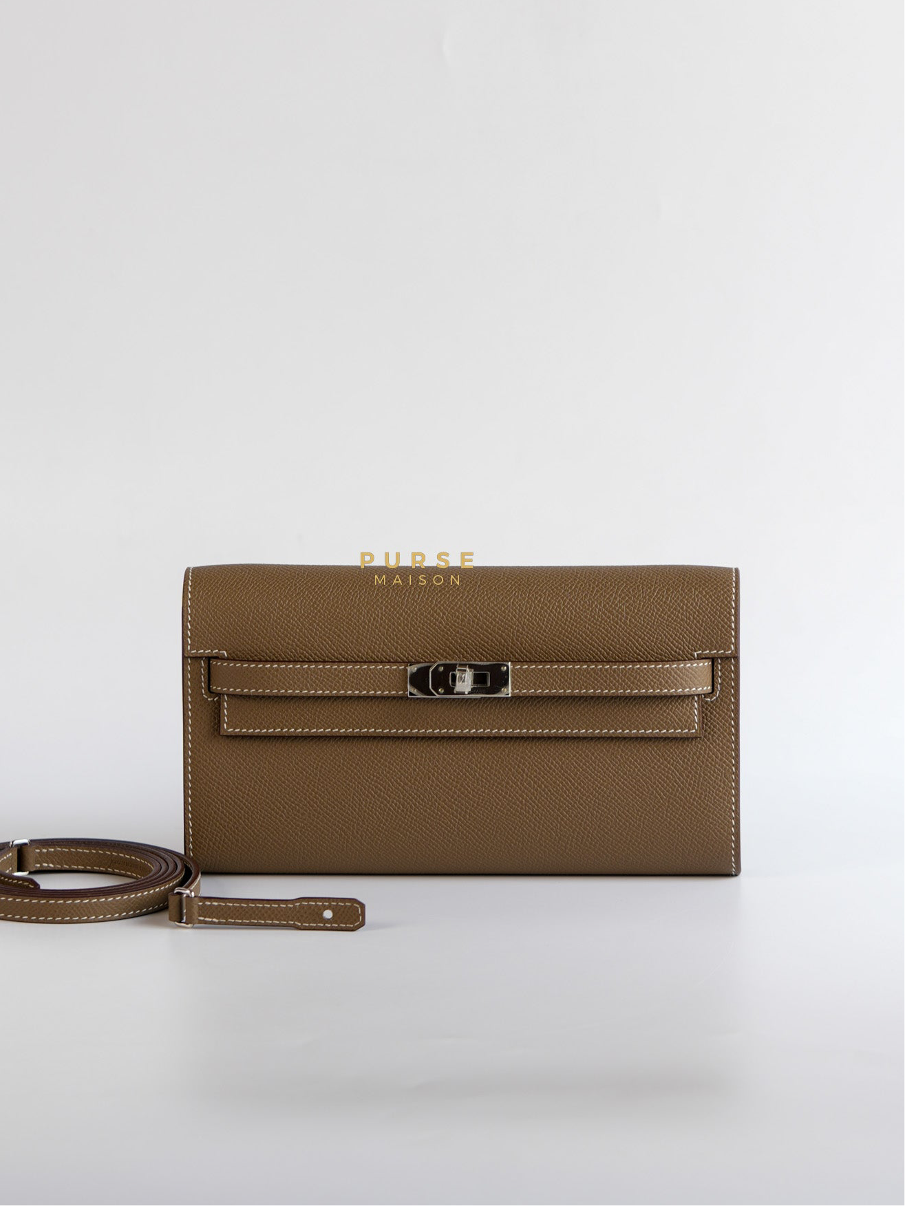 Kelly To Go Etoupe Epsom Leather Palladium Hardware Stamp B | Purse Maison Luxury Bags Shop