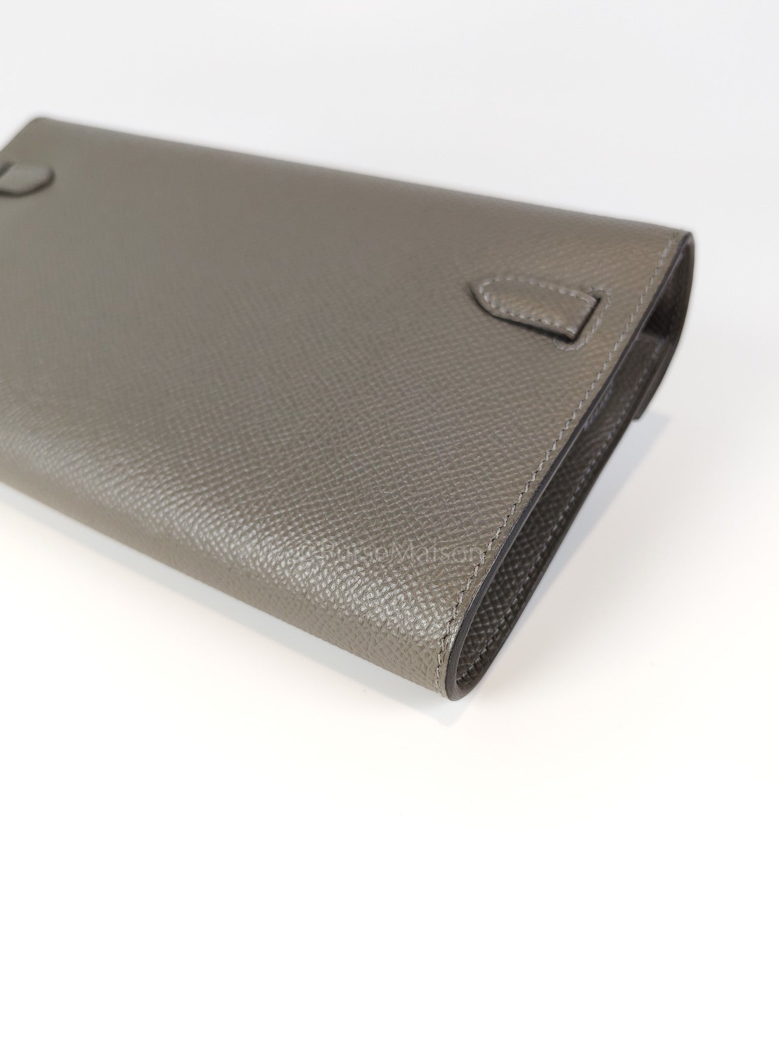 Kelly To Go Gris Meyer in Epsom Leather and Gold Hardware Stamp U (2022) | Purse Maison Luxury Bags Shop