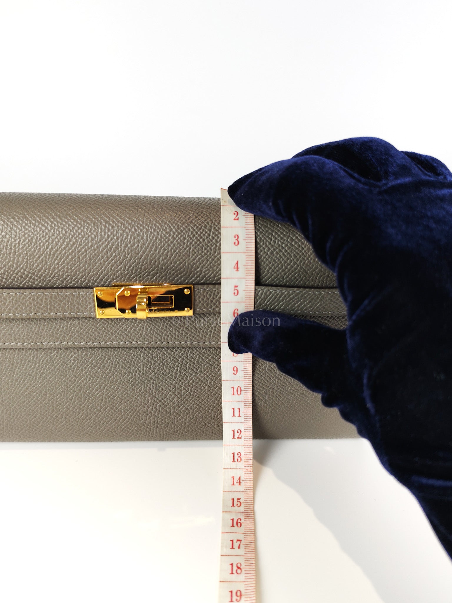 Kelly To Go Gris Meyer in Epsom Leather and Gold Hardware Stamp U (2022) | Purse Maison Luxury Bags Shop