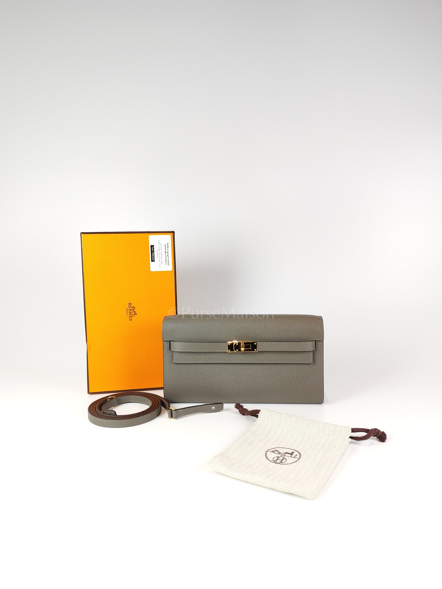 Kelly To Go Gris Meyer in Epsom Leather and Gold Hardware Stamp U (2022) | Purse Maison Luxury Bags Shop