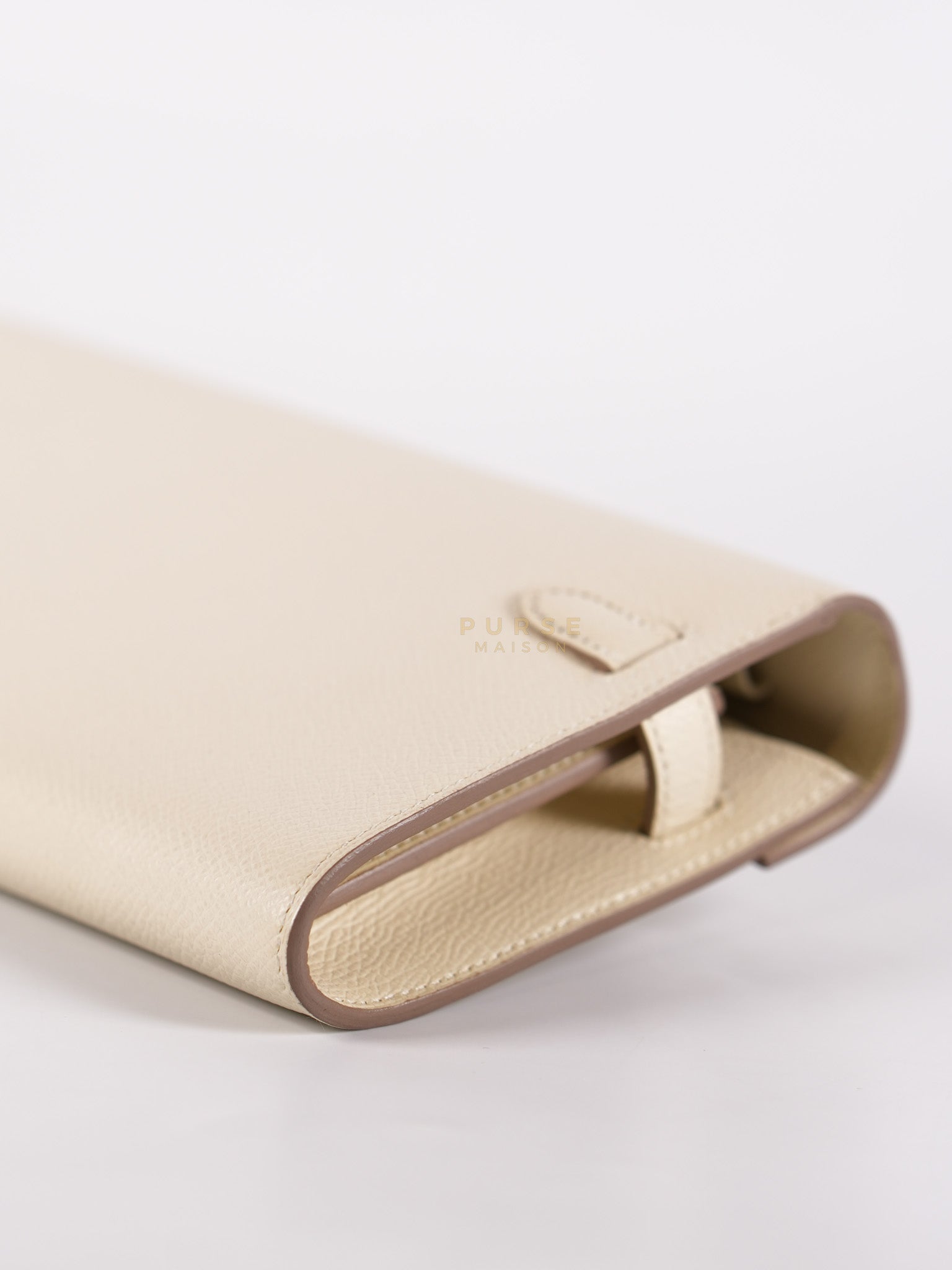 Kelly To Go in Craie Epsom Leather and Gold Hardware Stamp Y (2020) | Purse Maison Luxury Bags Shop