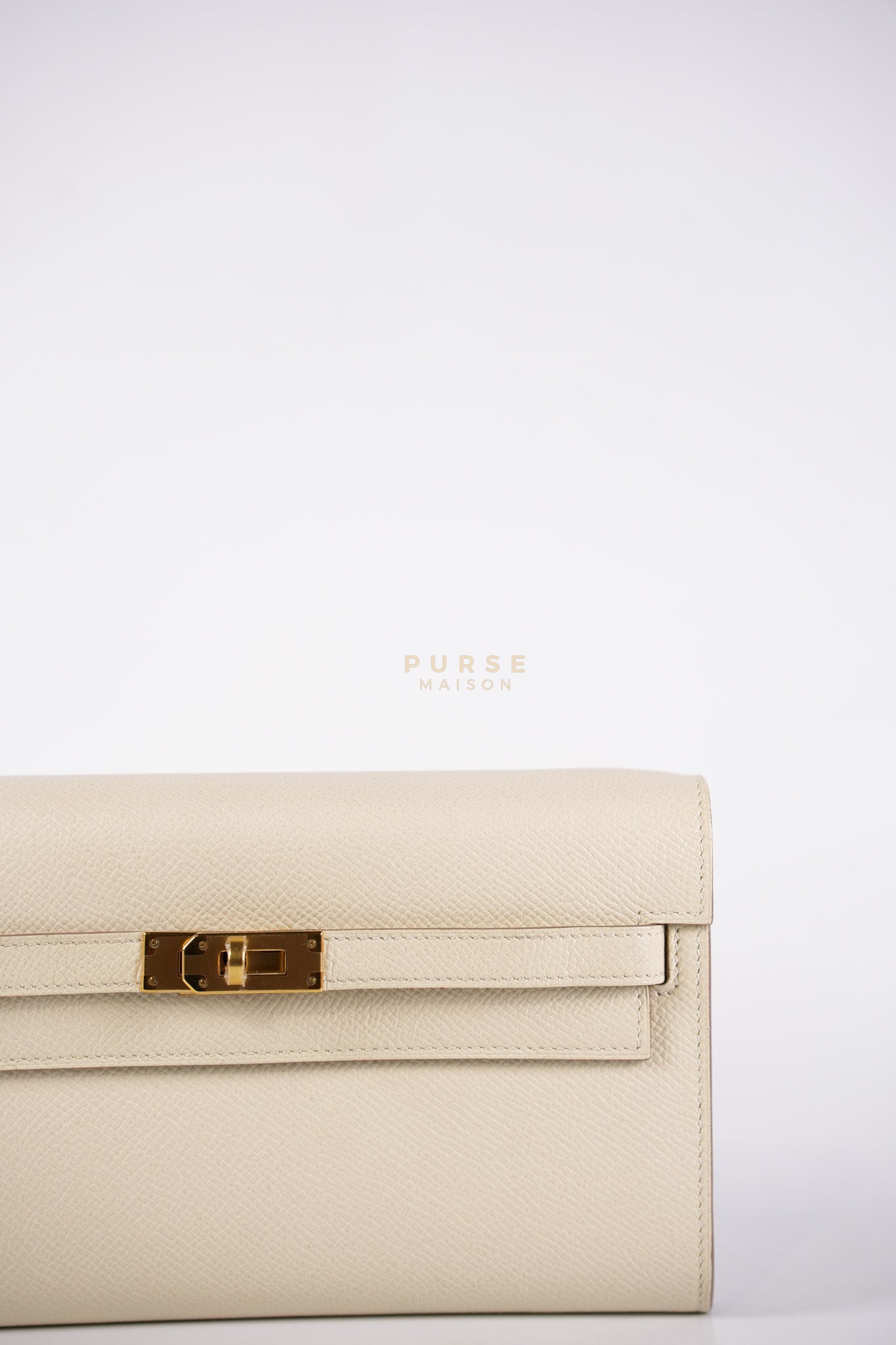 Kelly To Go in Craie Epsom Leather and Gold Hardware Stamp Y (2020) | Purse Maison Luxury Bags Shop