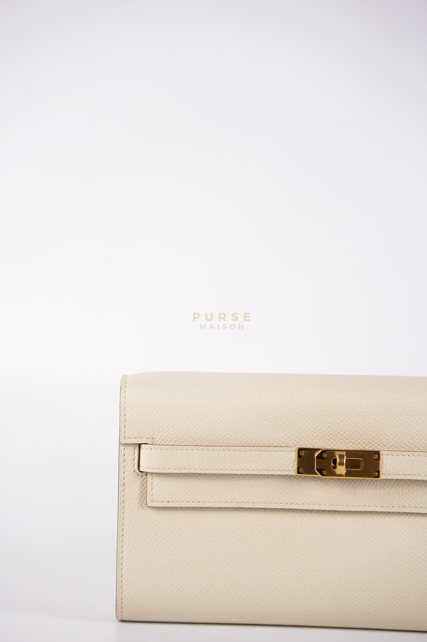 Kelly To Go in Craie Epsom Leather and Gold Hardware Stamp Y (2020) | Purse Maison Luxury Bags Shop