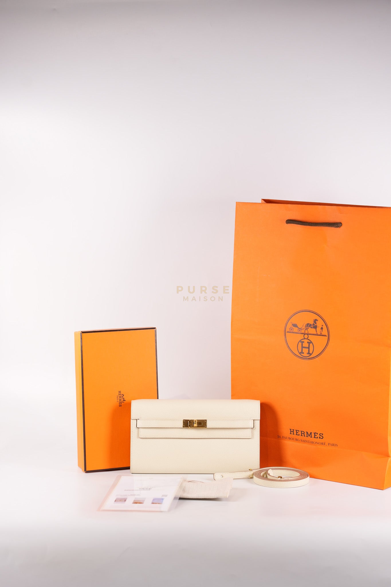 Kelly To Go in Craie Epsom Leather and Gold Hardware Stamp Y (2020) | Purse Maison Luxury Bags Shop