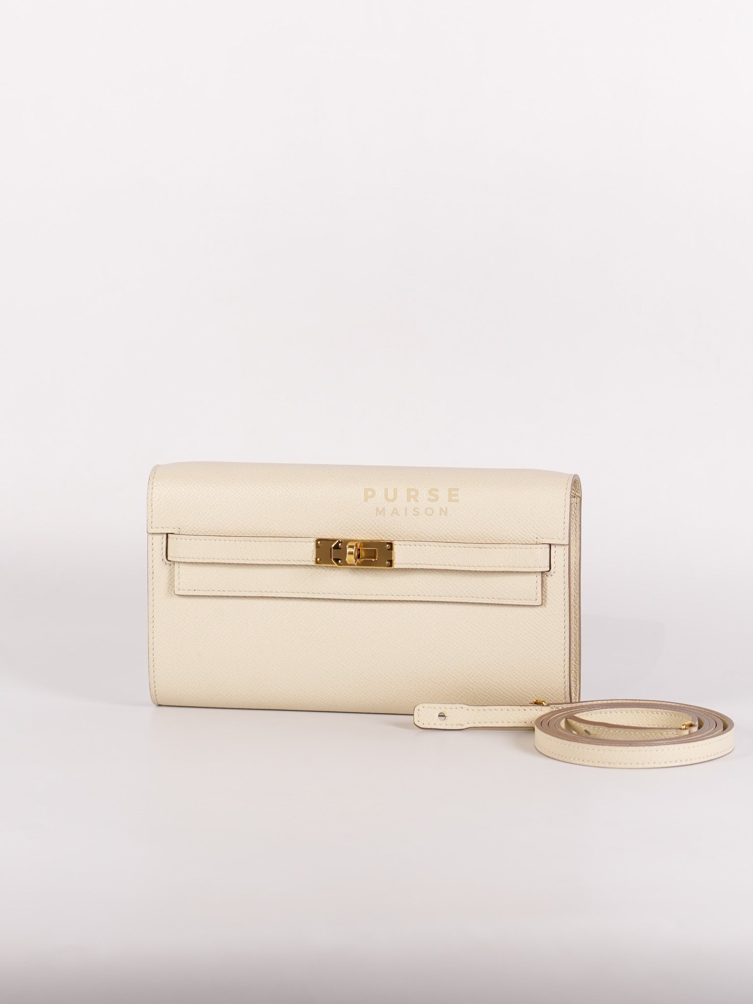 Kelly To Go in Craie Epsom Leather and Gold Hardware Stamp Y (2020) | Purse Maison Luxury Bags Shop