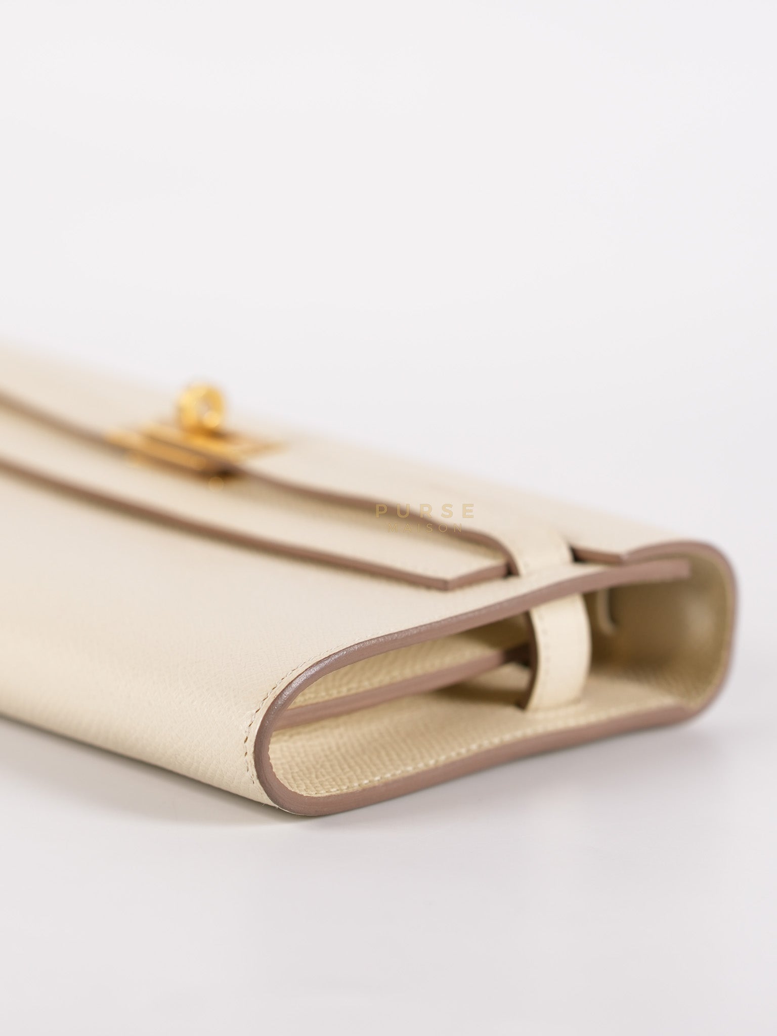 Kelly To Go in Craie Epsom Leather and Gold Hardware Stamp Y (2020) | Purse Maison Luxury Bags Shop