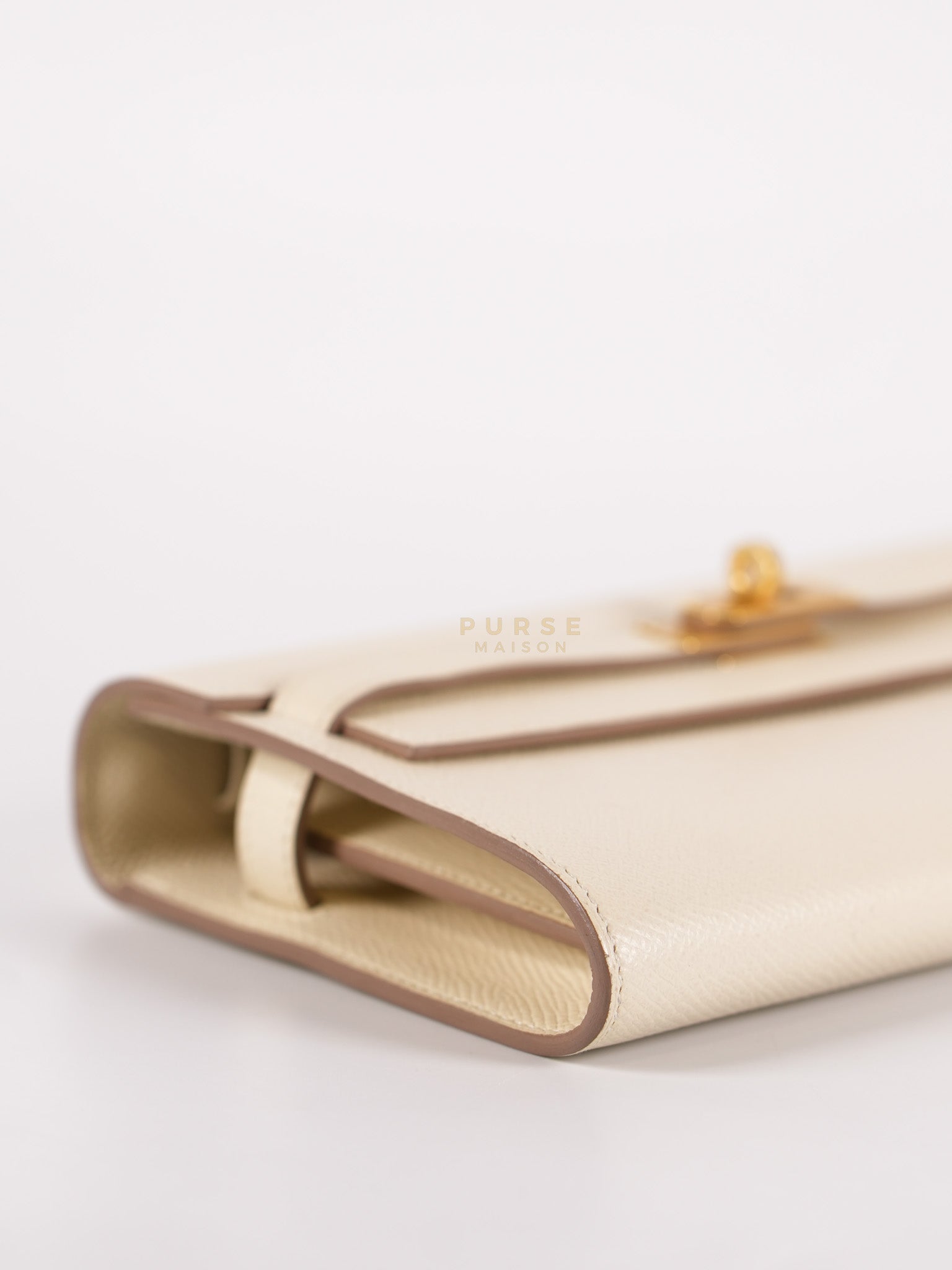 Kelly To Go in Craie Epsom Leather and Gold Hardware Stamp Y (2020) | Purse Maison Luxury Bags Shop