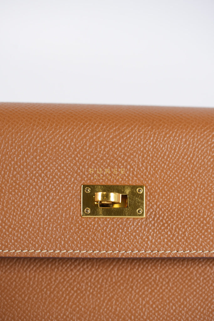 Kelly To Go in Gold Epsom Leather and Gold Hardware Stamp Y (2020) | Purse Maison Luxury Bags Shop