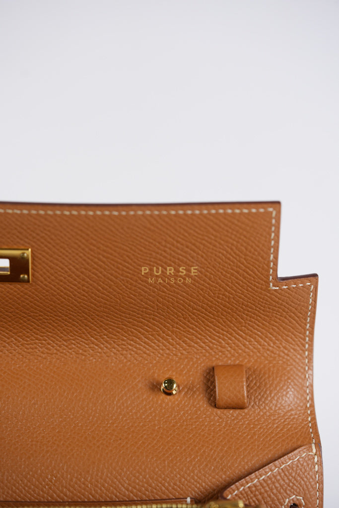 Kelly To Go in Gold Epsom Leather and Gold Hardware Stamp Y (2020) | Purse Maison Luxury Bags Shop