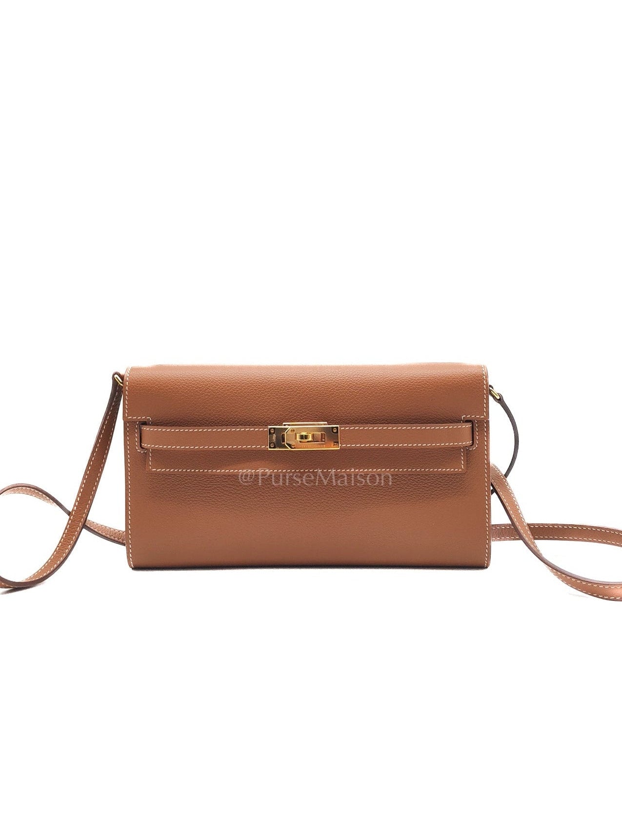 Kelly To Go in Gold Epsom Leather & Gold Hardware Stamp B (2023) | Purse Maison Luxury Bags Shop