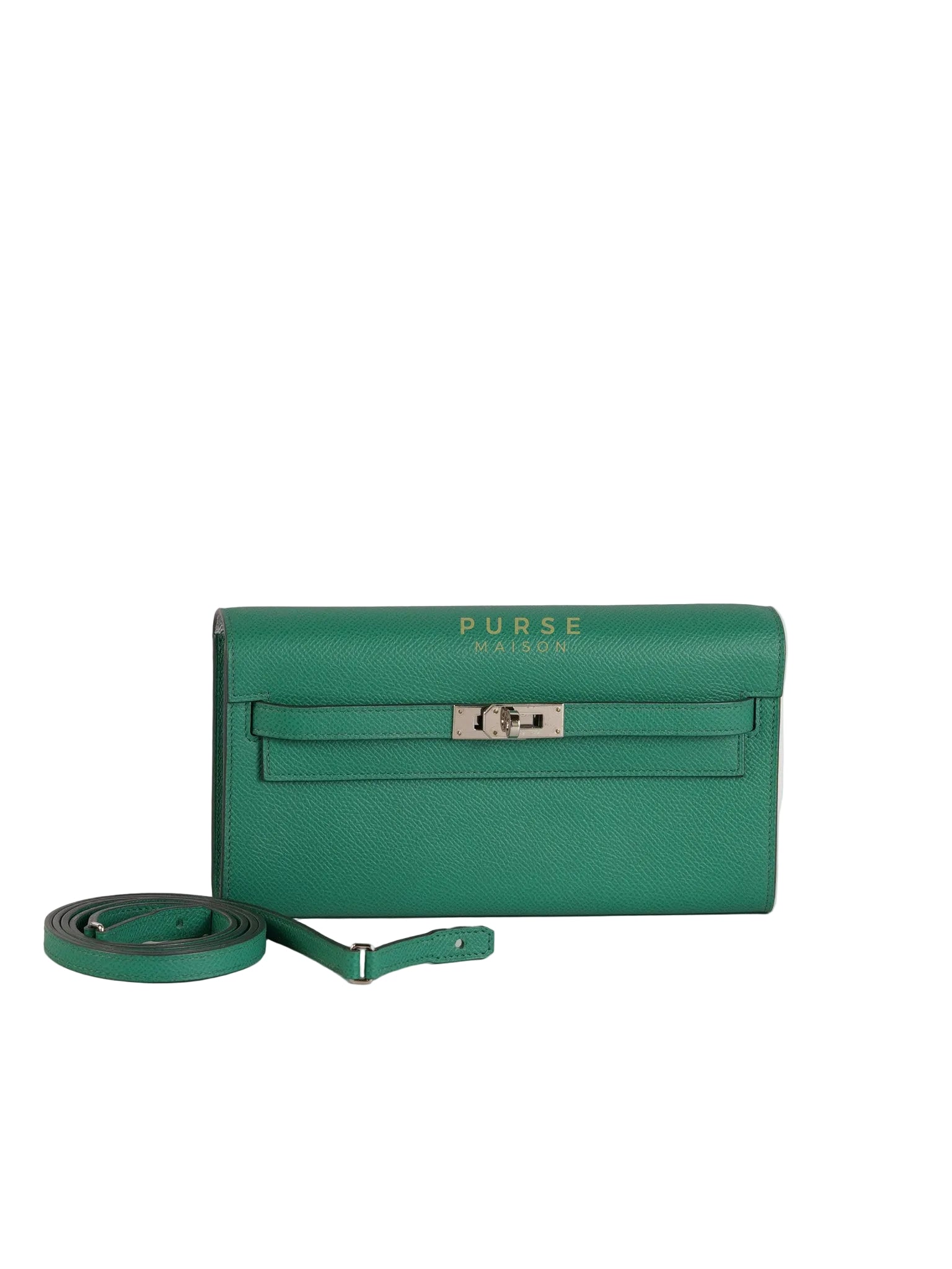 Kelly To Go in Vert(Green) Epsom Leather & Palladium Hardware Stamp Y(2020) | Purse Maison Luxury Bags Shop