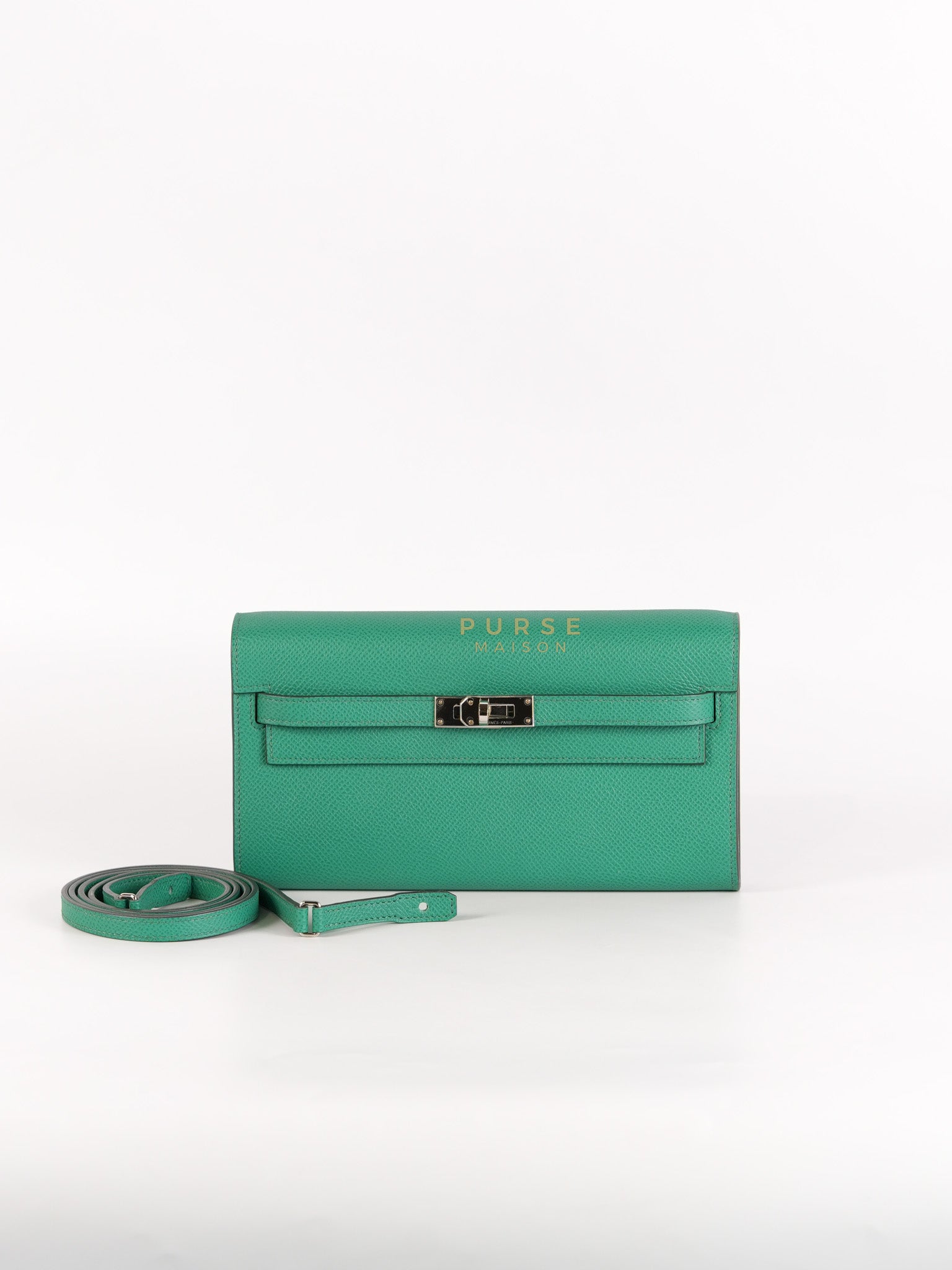 Kelly To Go in Vert(Green) Epsom Leather & Palladium Hardware Stamp Y(2020) | Purse Maison Luxury Bags Shop