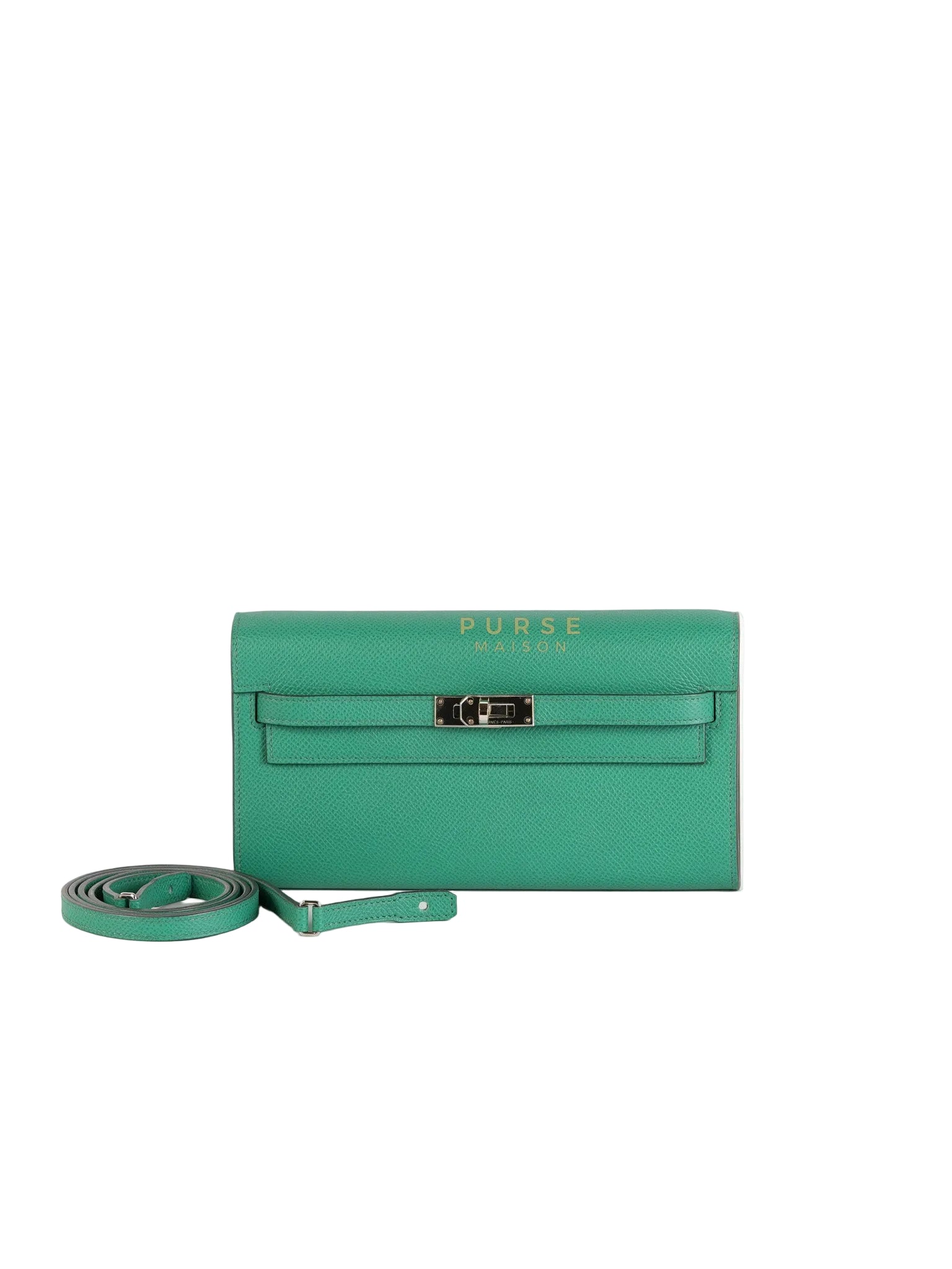 Kelly To Go in Vert(Green) Epsom Leather & Palladium Hardware Stamp Y(2020) | Purse Maison Luxury Bags Shop
